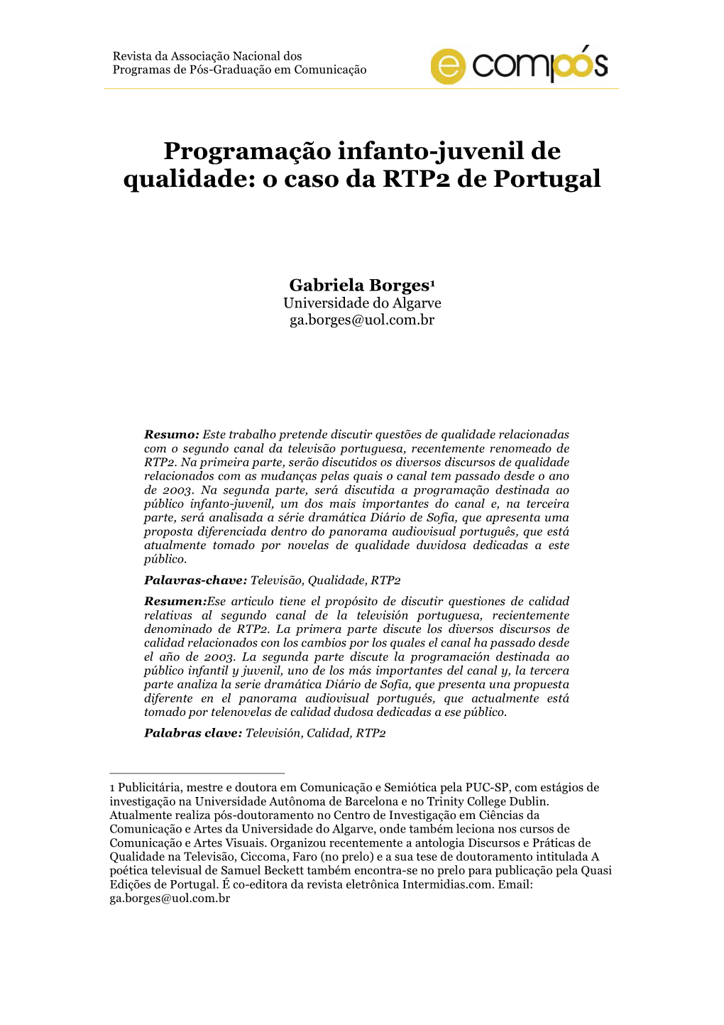 Programação Infanto-Juvenil De Qualidade: O Caso Da RTP2 De Portugal