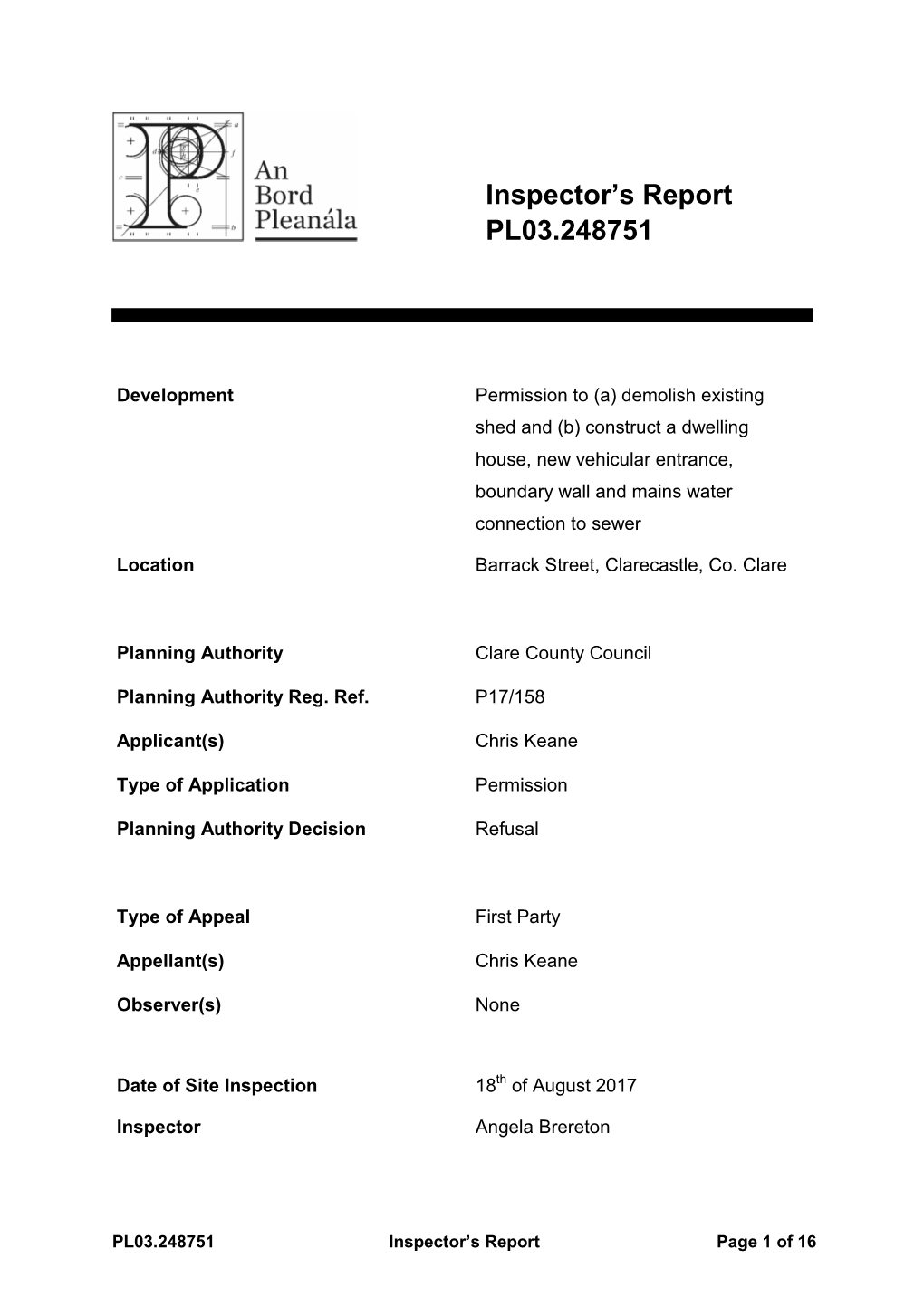 Inspectors Report (248/R248751.Pdf, .PDF Format 113KB)