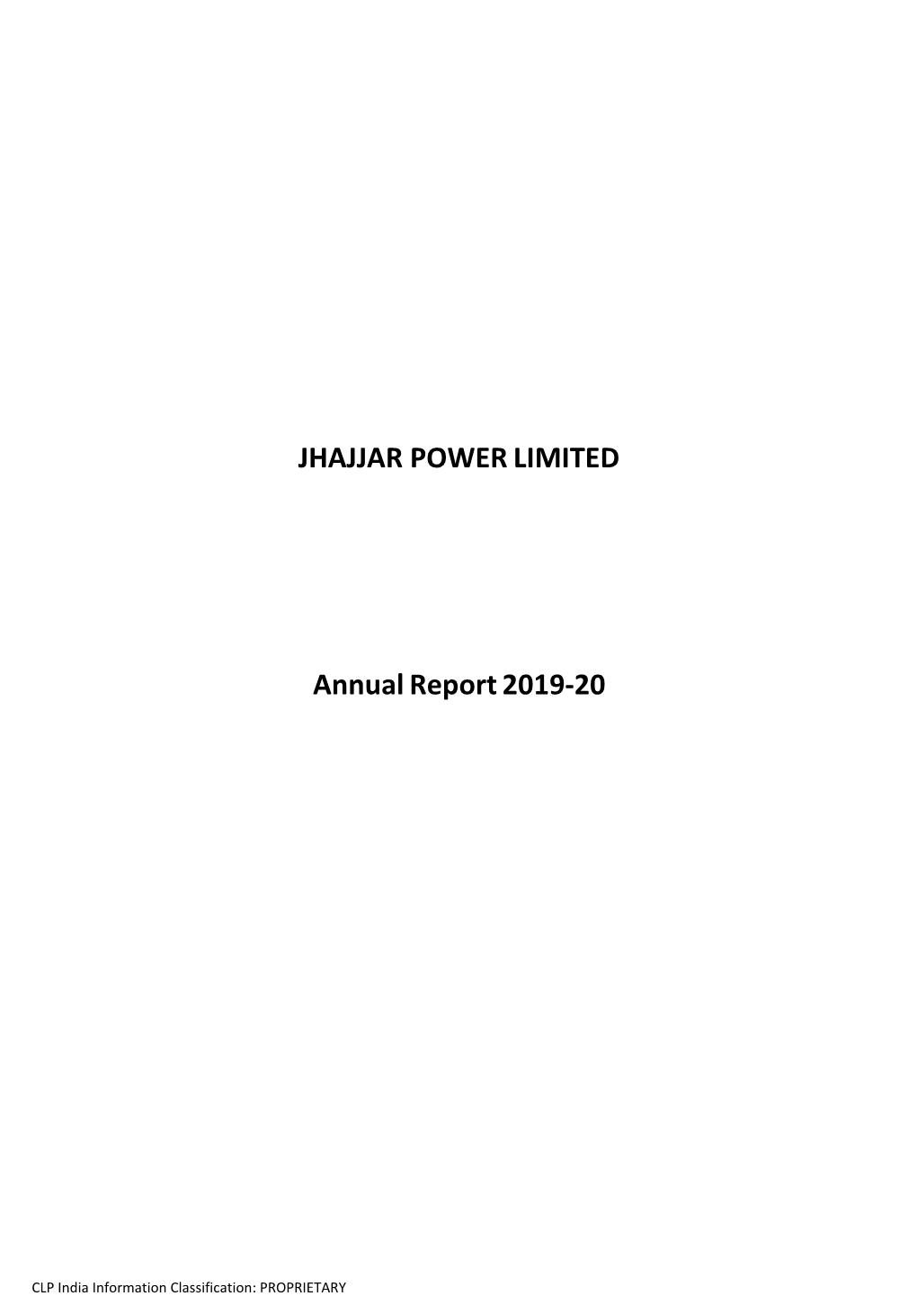 JHAJJAR POWER LIMITED Annual Report 2019-20