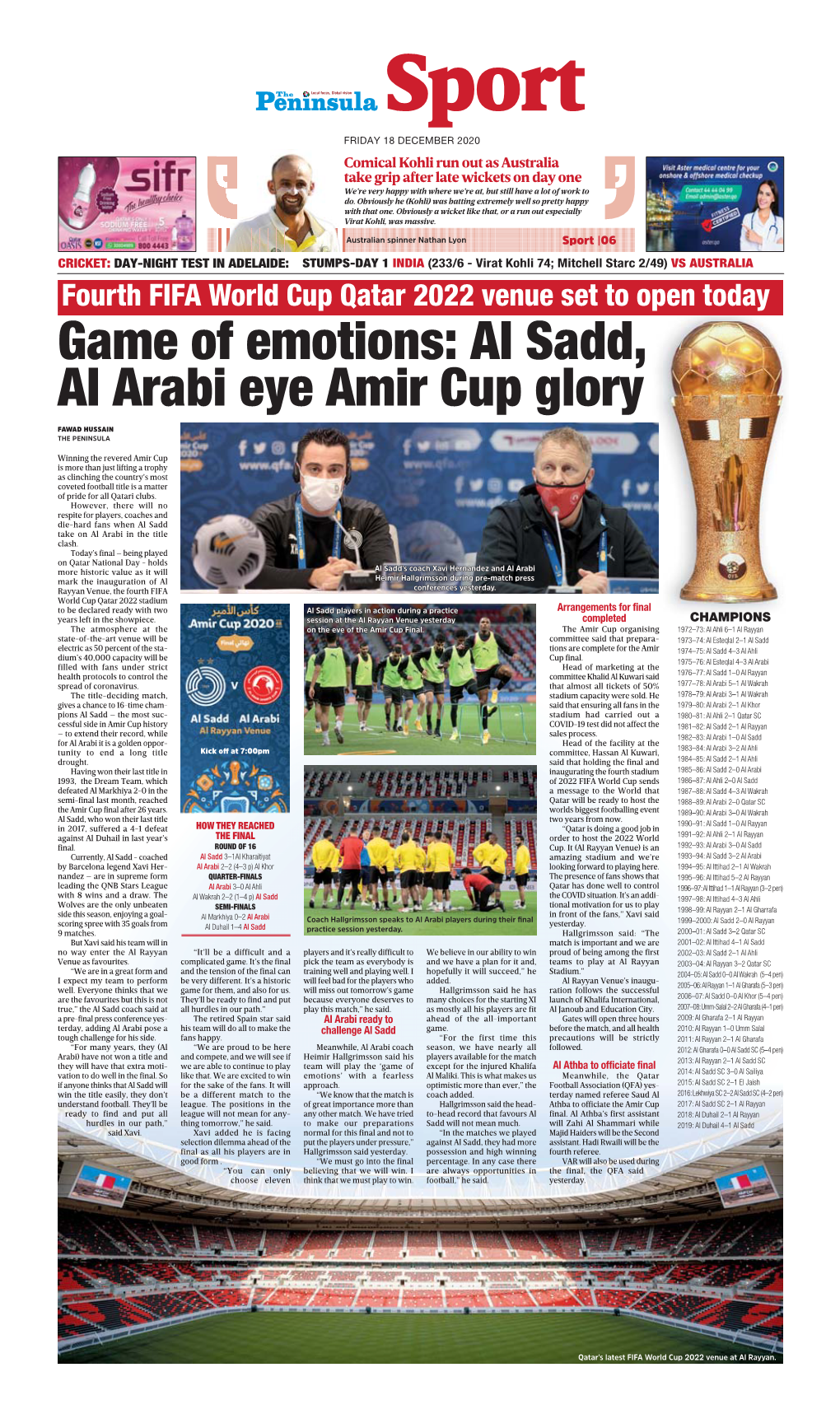 Al Sadd, Al Arabi Eye Amir Cup Glory