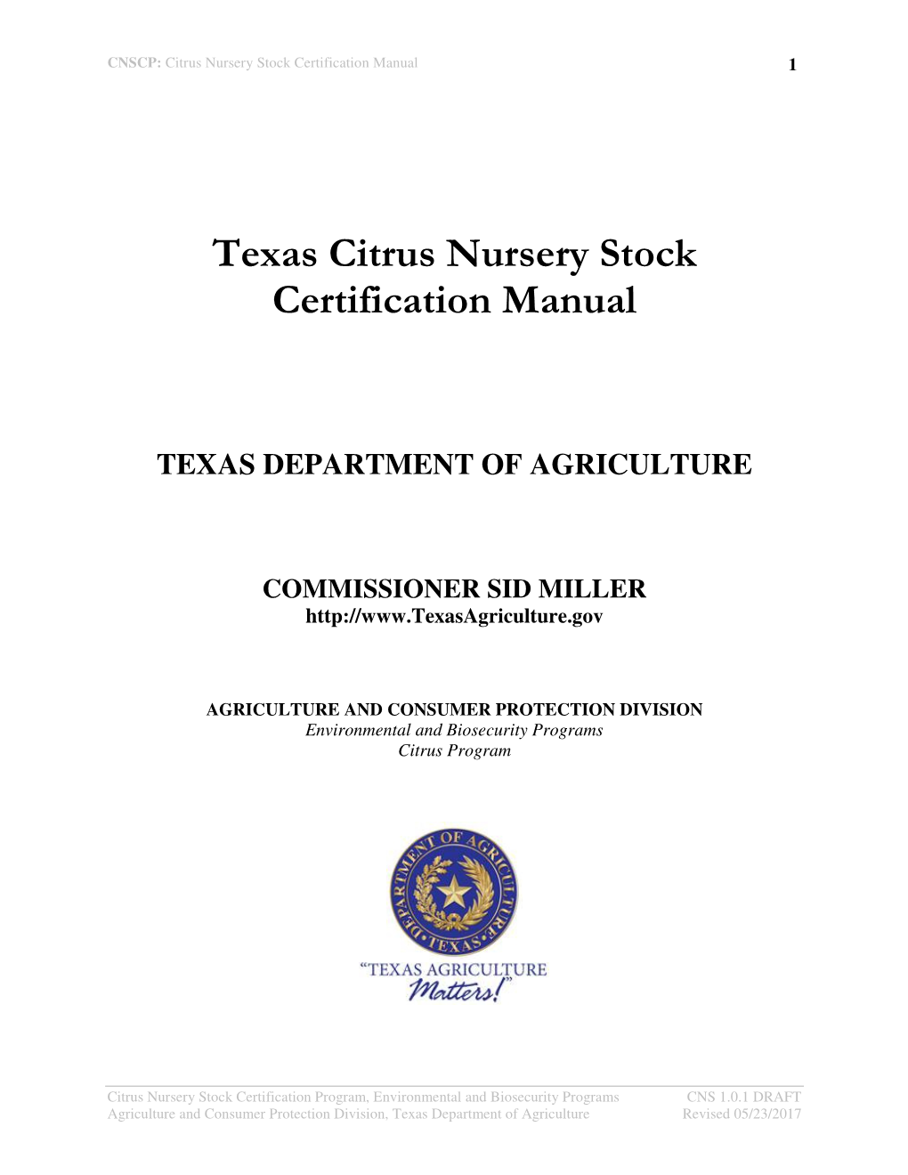 Texas Citrus Nursery Stock Certification Manual