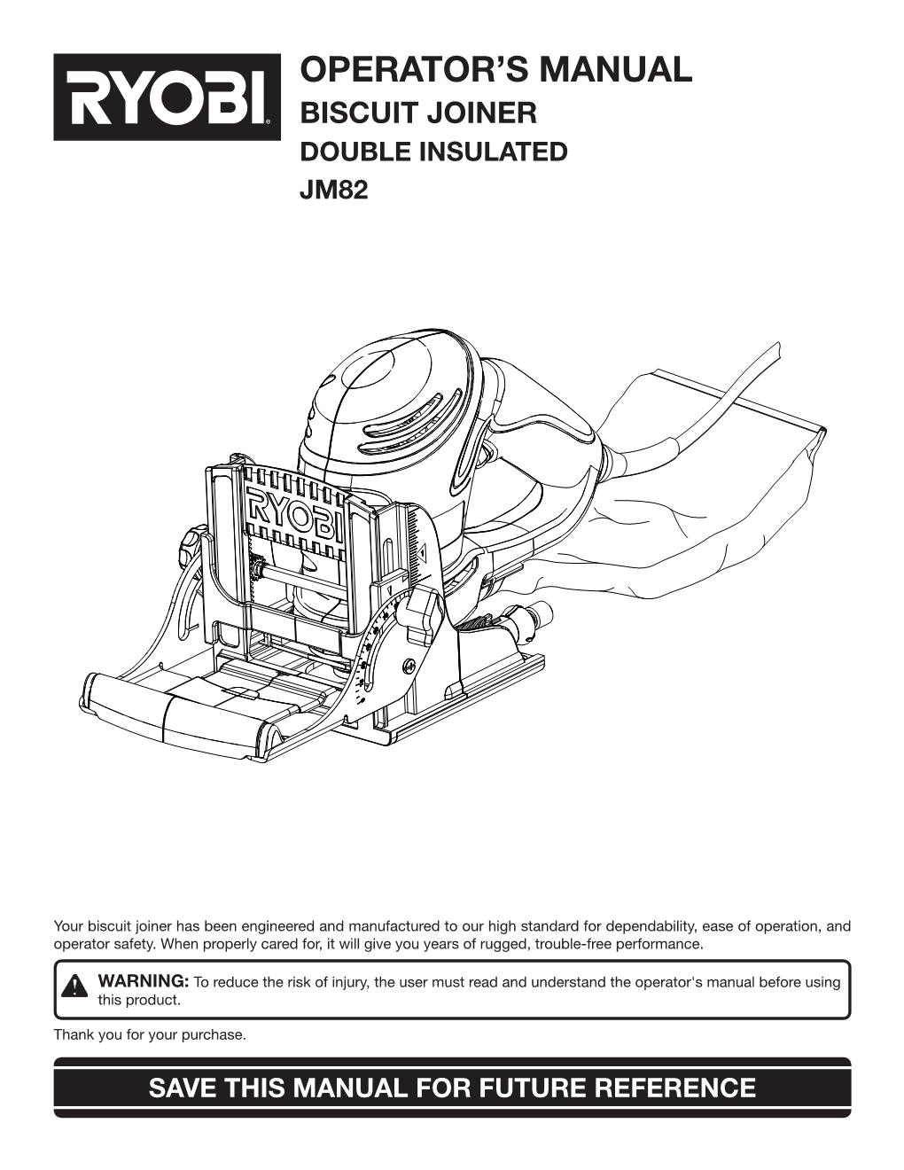 Operator's Manual Biscuit Joiner Double Insulated Jm82