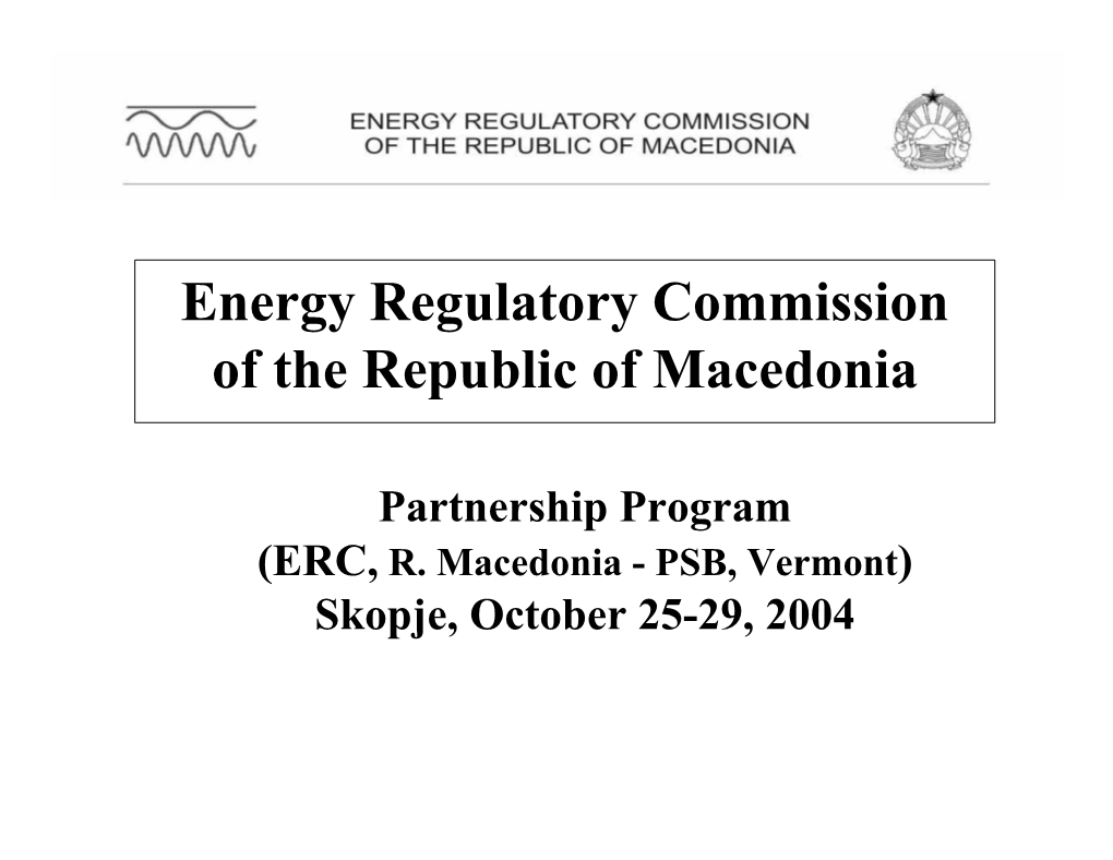Energy Regulatory Commission of the Republic of Macedonia