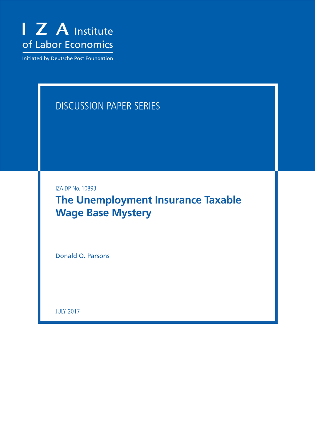 The Unemployment Insurance Taxable Wage Base Mystery