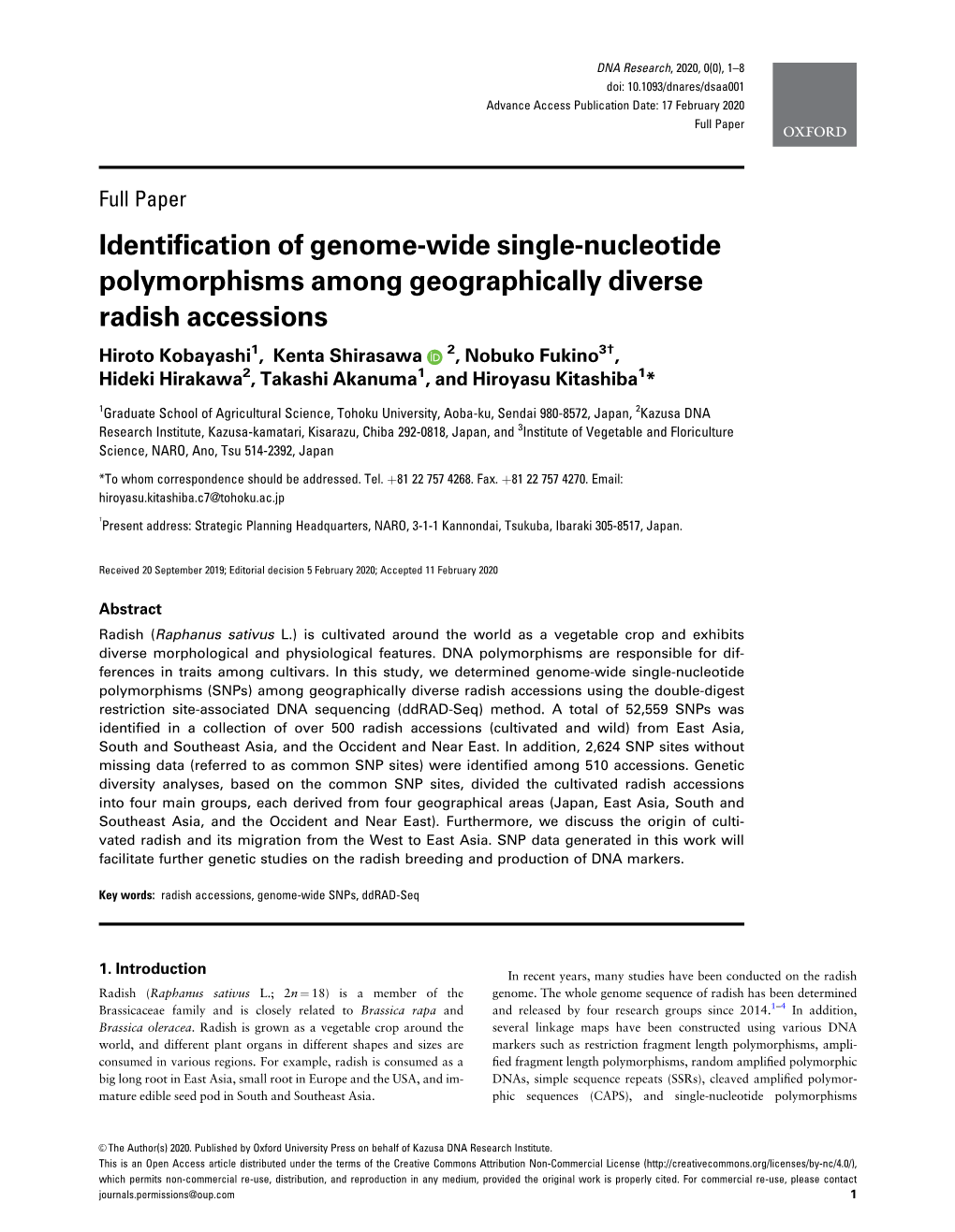 Identification of Genome-Wide Single-Nucleotide Polymorphisms