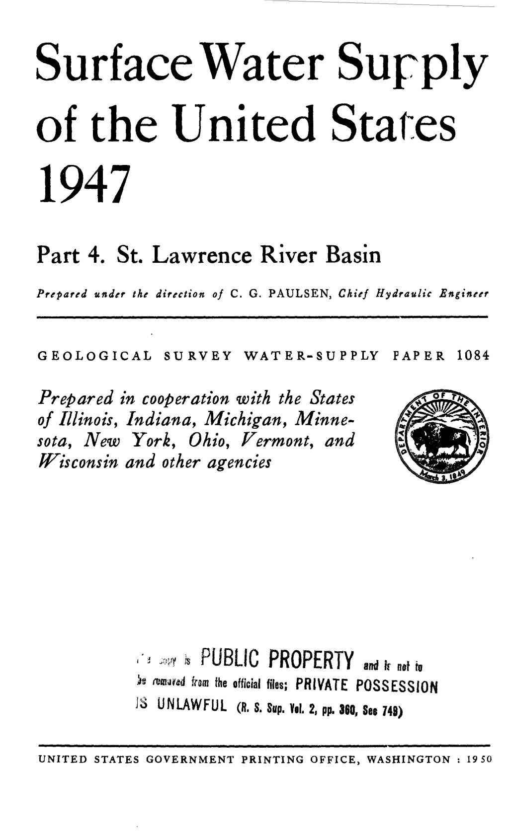 Surf Ace Water Supply of the United States 1947