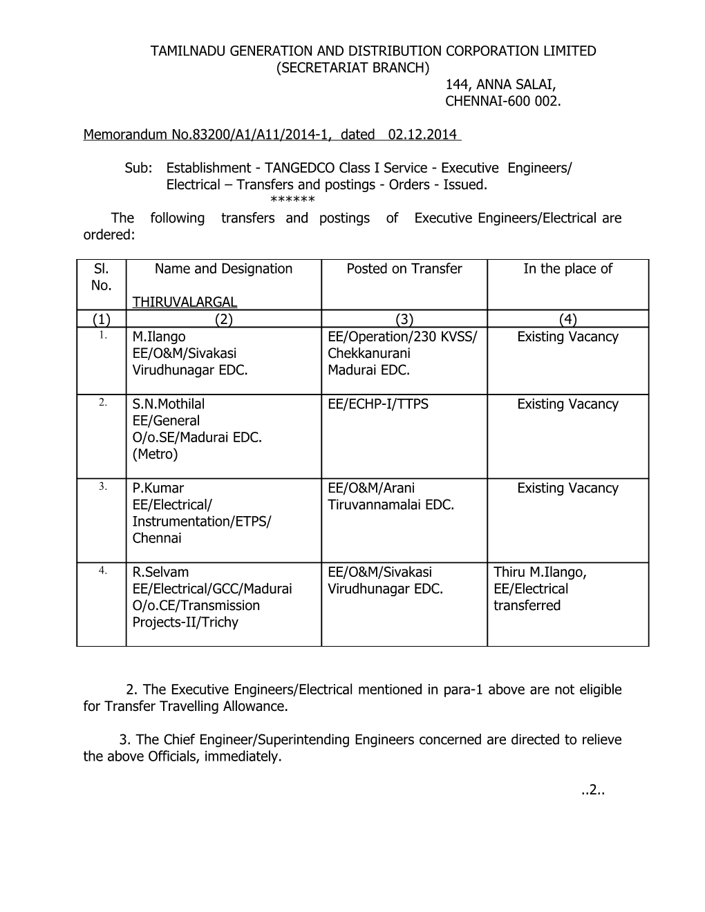 Tamilnadu Generation and Distribution Corporation Limited