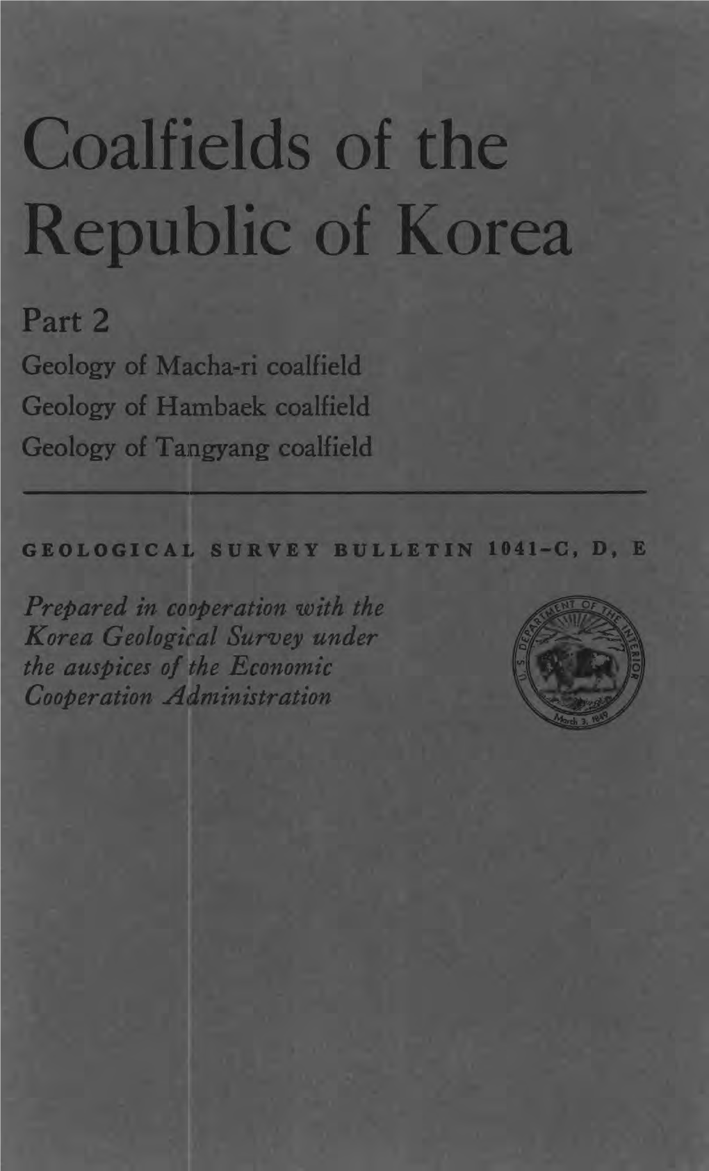Coalfields of the Republic of Korea