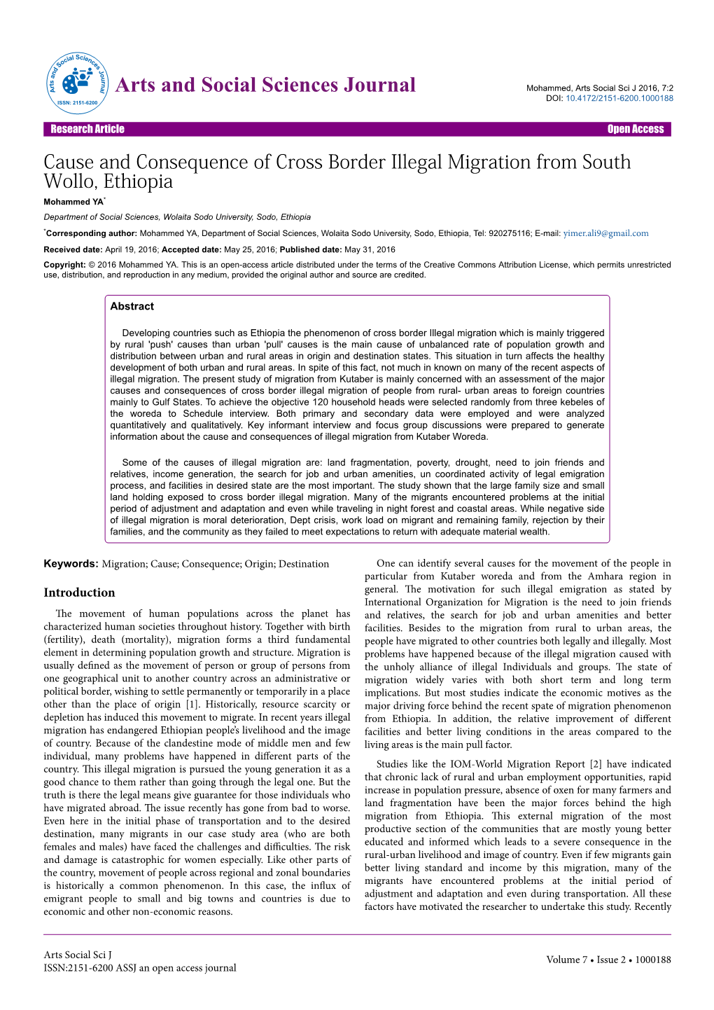 Cause and Consequence of Cross Border Illegal Migration from South