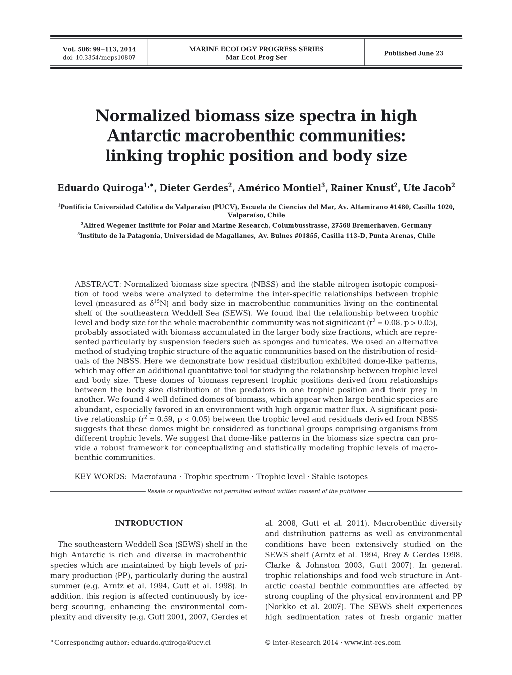 Normalized Biomass Size Spectra in High Antarctic Macrobenthic Communities: Linking Trophic Position and Body Size