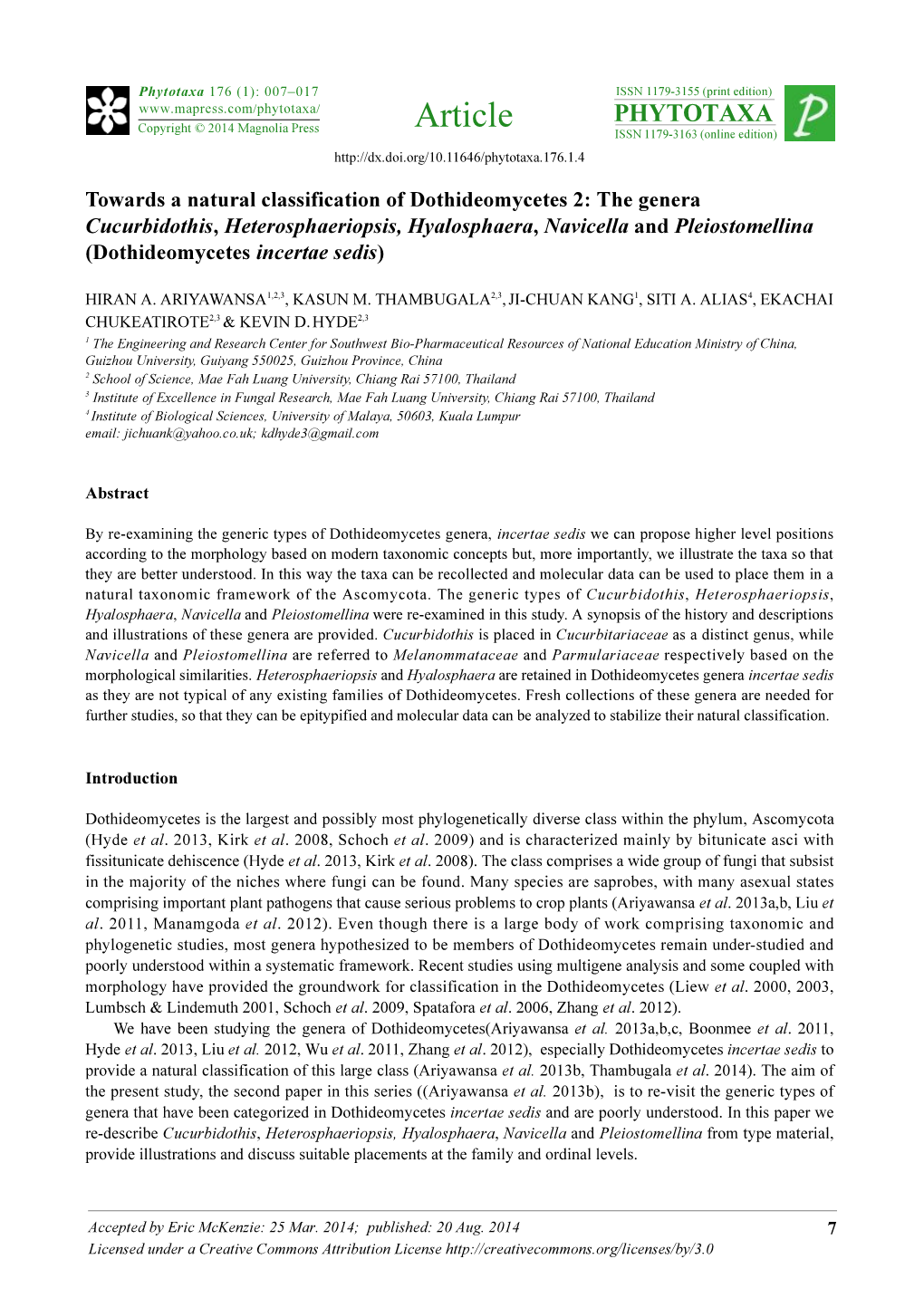 Towards a Natural Classification of Dothideomycetes 2: the Genera