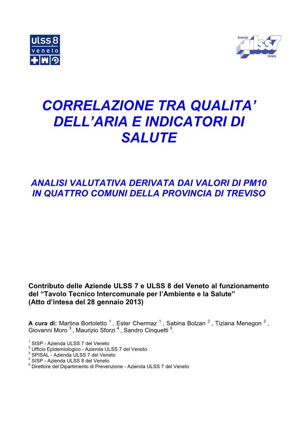 Correlazione Tra Qualita' Dell'aria E Indicatori Di Salute