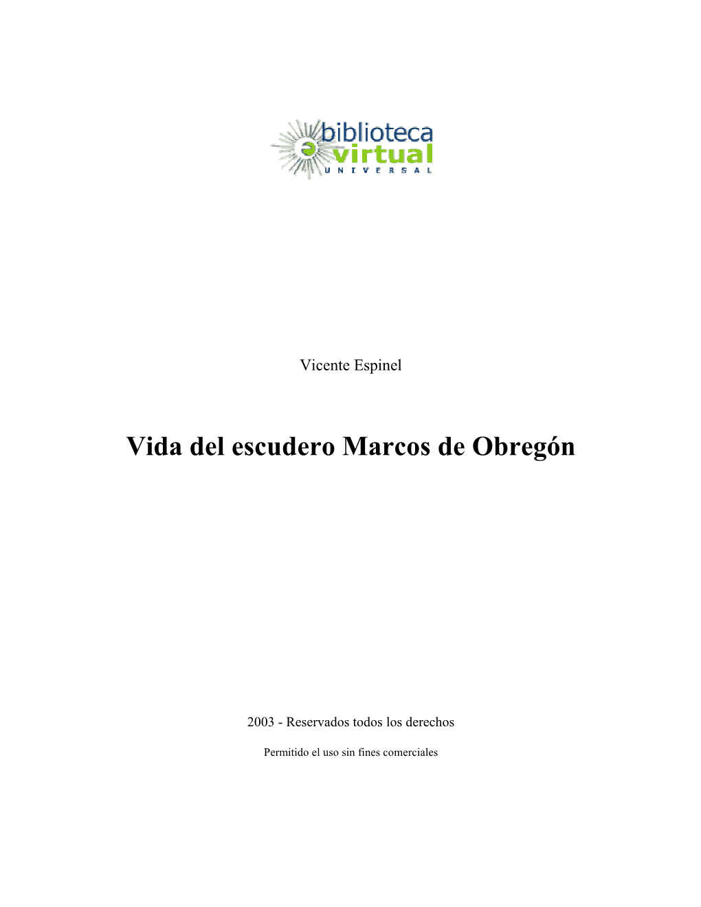 Vida Del Escudero Marcos De Obregón