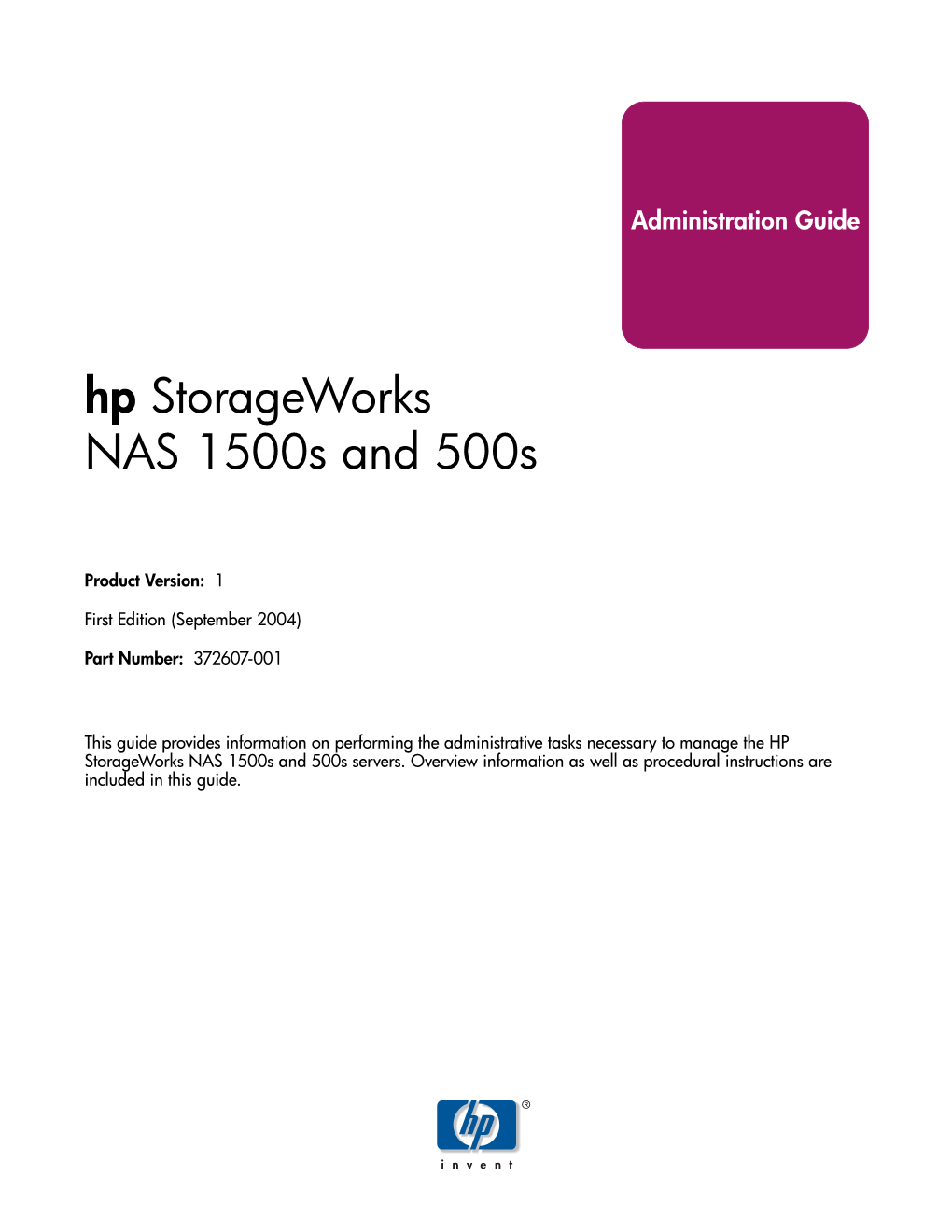 HP Storageworks NAS 1500S and 500S Administration Guide