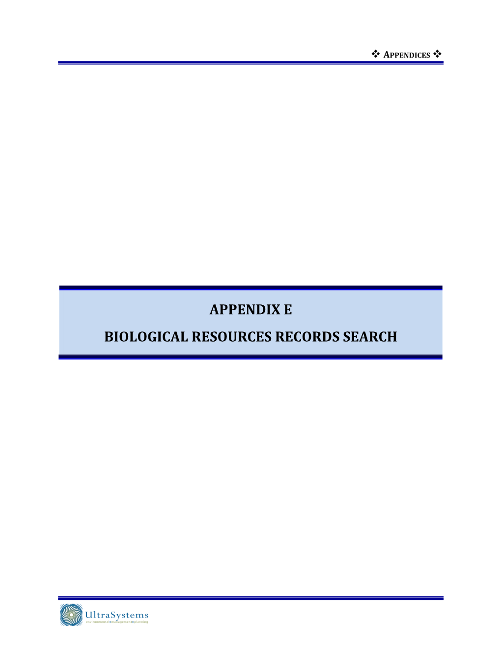 Appendix E Biological Resources Records Search