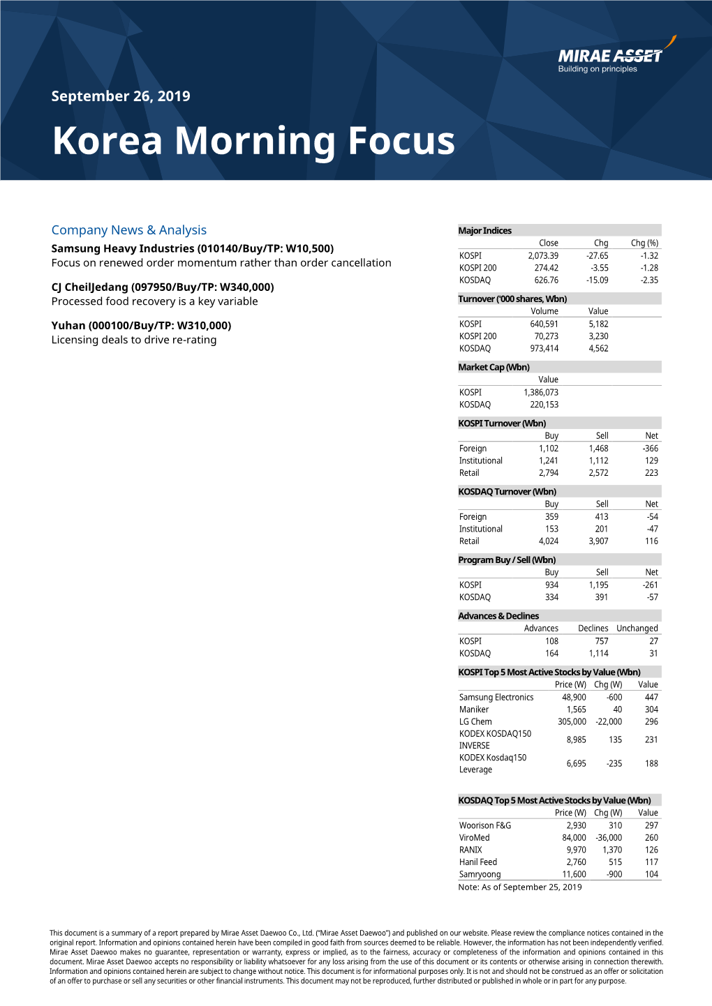 Korea Morning Focus