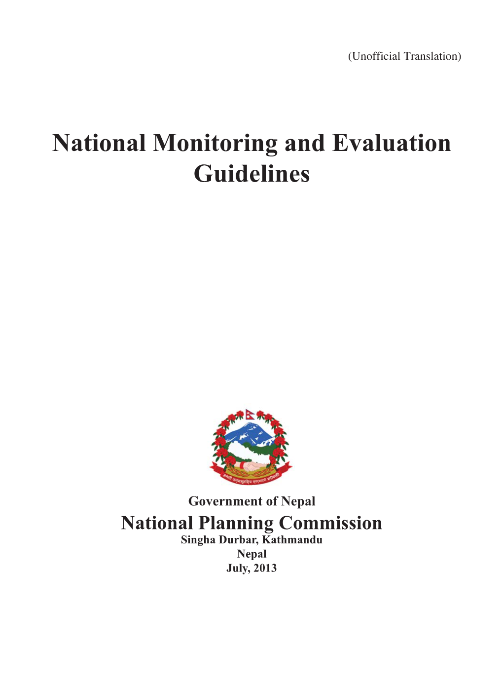 National Monitoring and Evaluation Guidelines