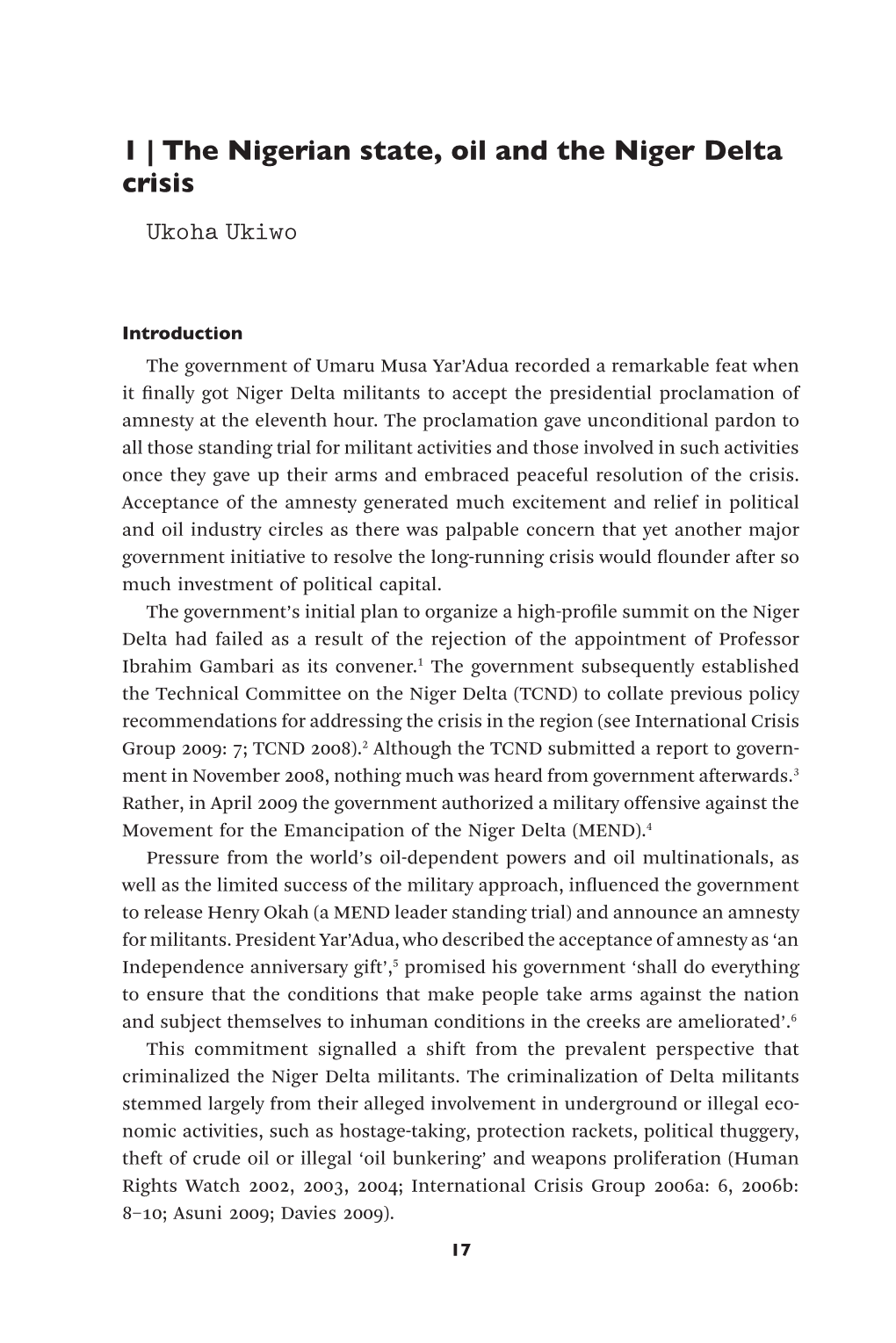 1 | the Nigerian State, Oil and the Niger Delta Crisis