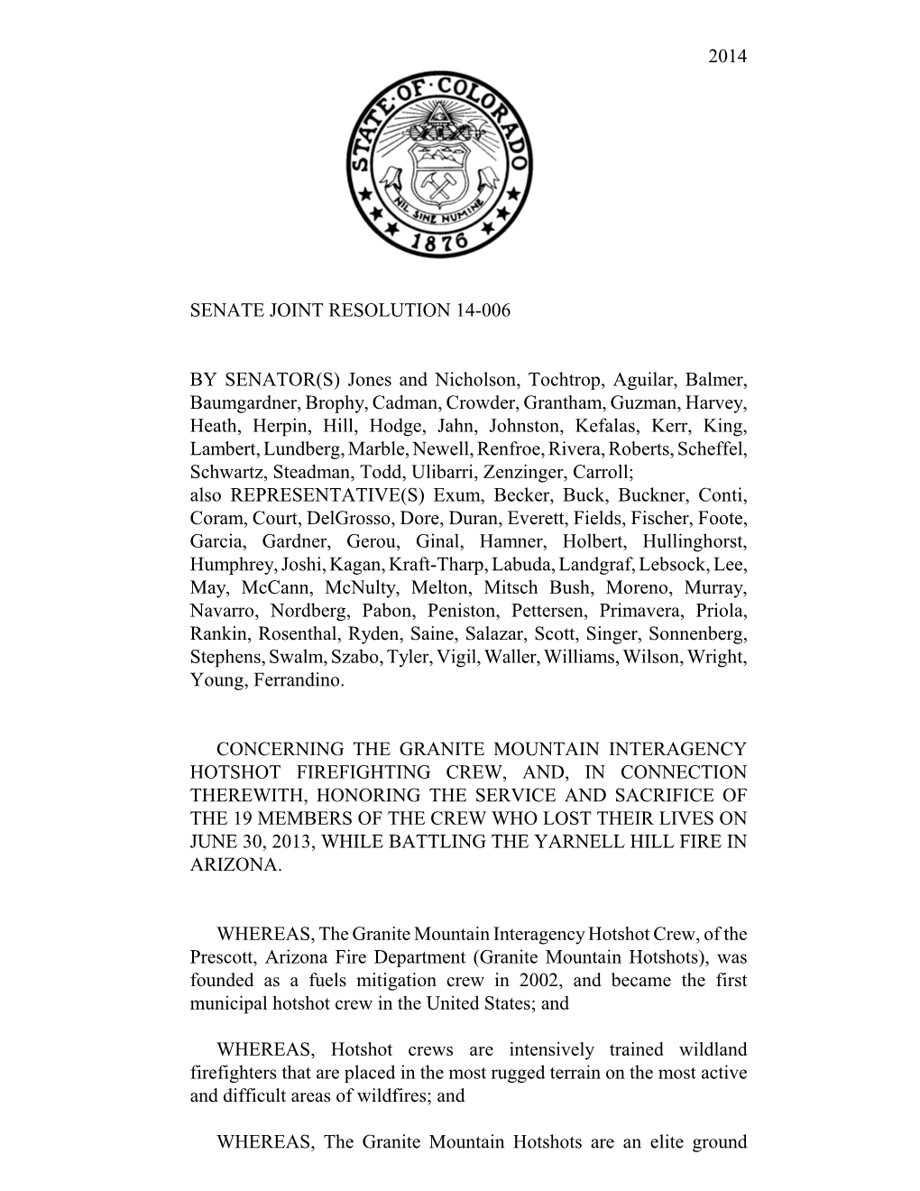2014 Senate Joint Resolution 14-006 By