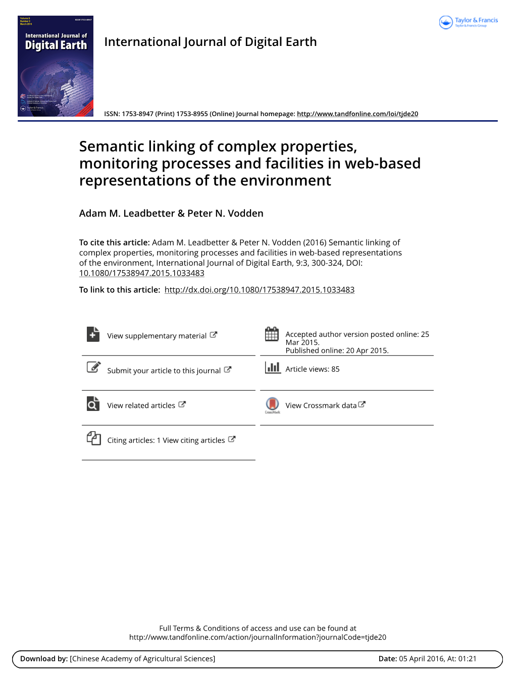 Semantic Linking of Complex Properties, Monitoring Processes and Facilities in Web-Based Representations of the Environment