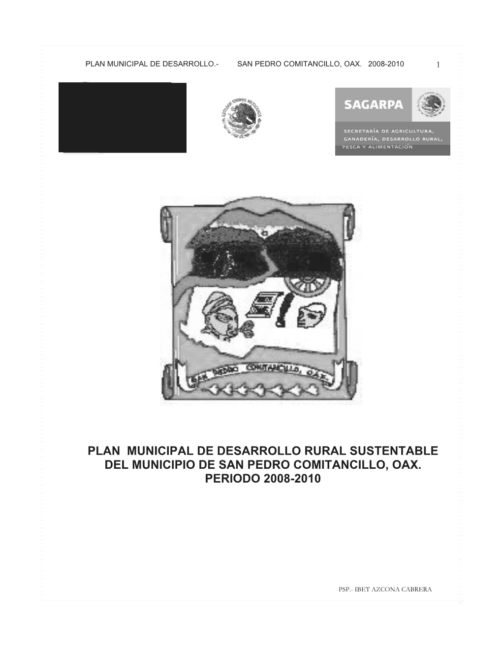 Plan Municipal De Desarrollo Rural Sustentable Del Municipio De San Pedro Comitancillo, Oax