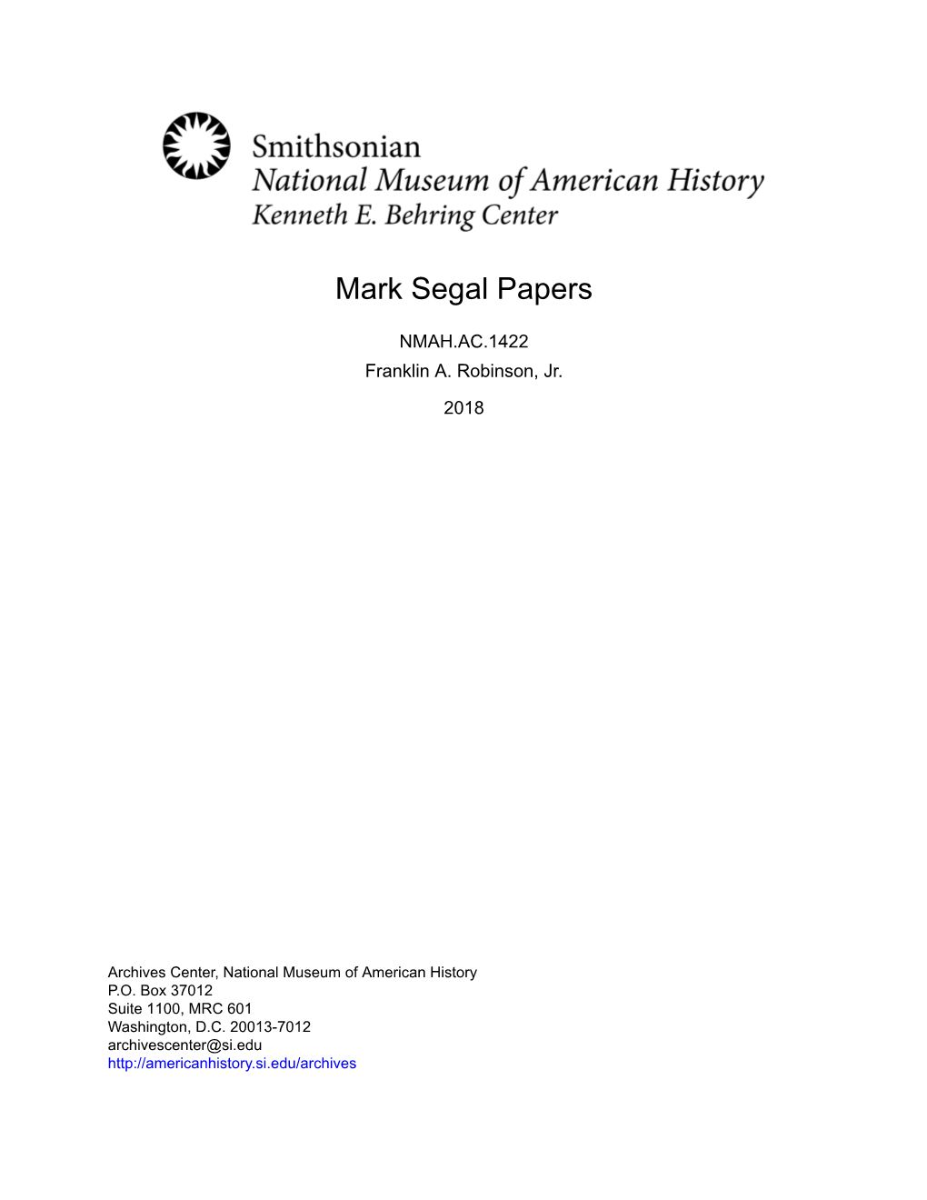 Mark Segal Papers