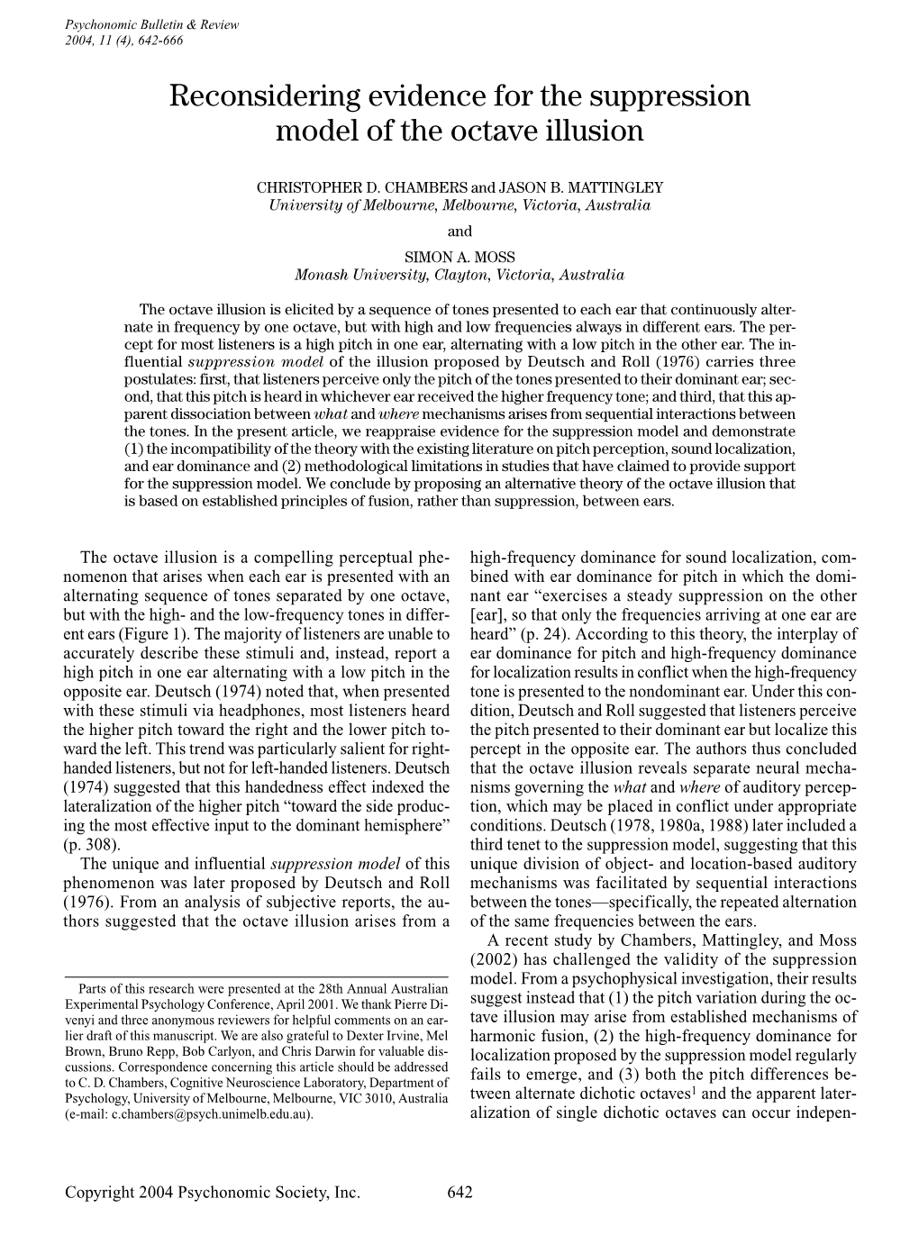 Reconsidering Evidence for the Suppression Model of the Octave Illusion