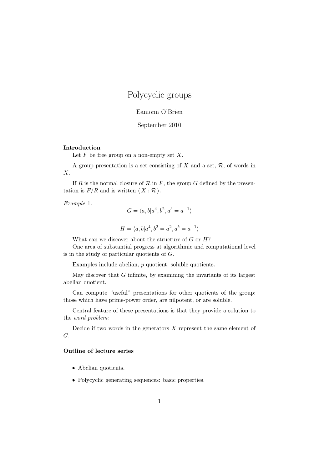 Polycyclic Groups