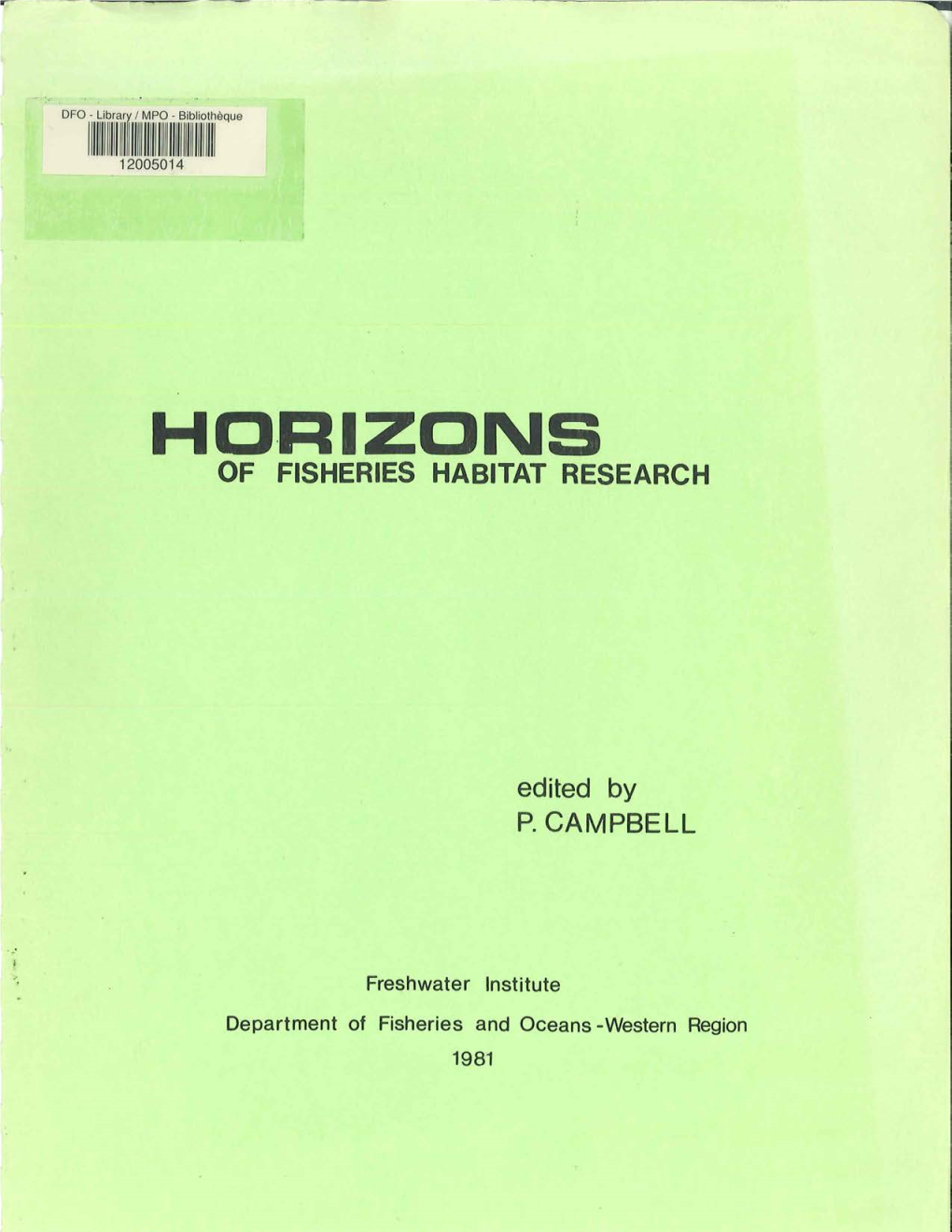 Ho.Rizons of Fisheries Habitat Research