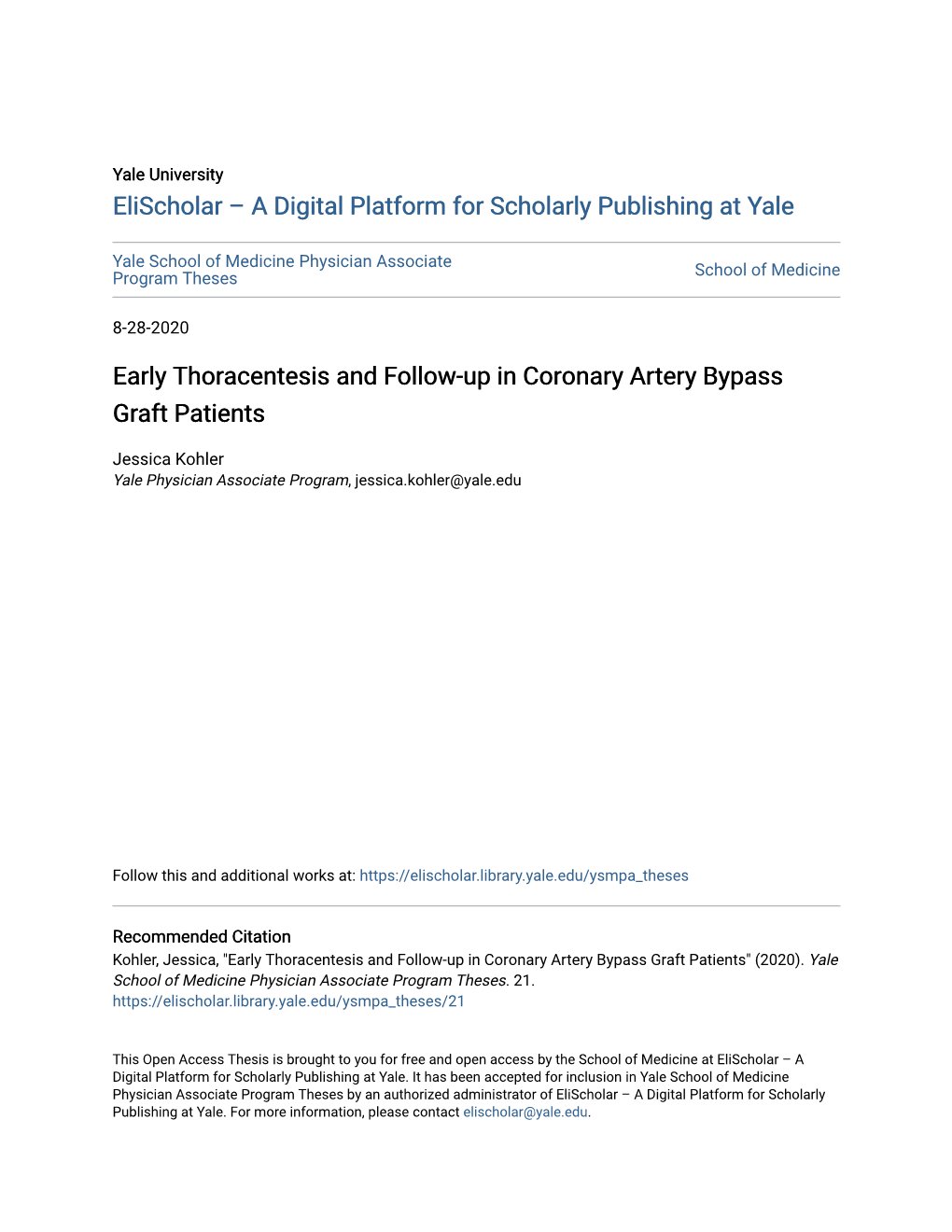 Early Thoracentesis and Follow-Up in Coronary Artery Bypass Graft Patients