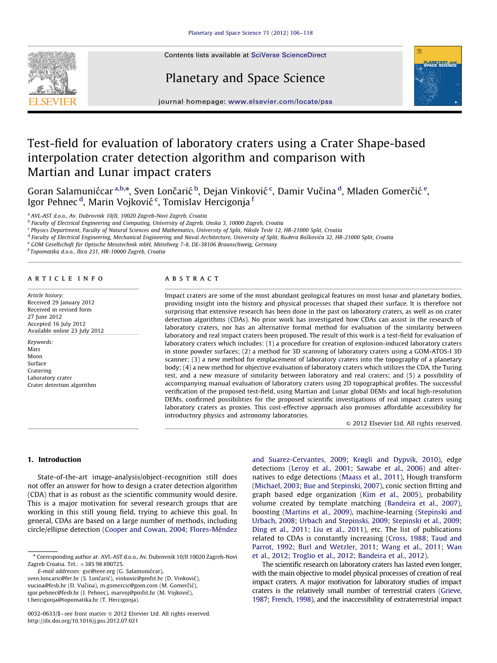 Test-Field for Evaluation of Laboratory Craters Using a Crater Shape-Based