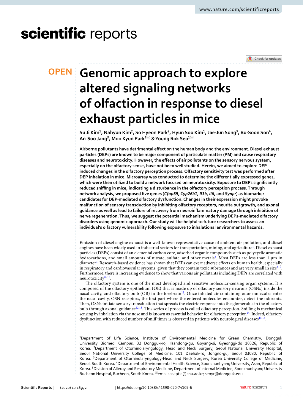 Genomic Approach to Explore Altered Signaling Networks of Olfaction In