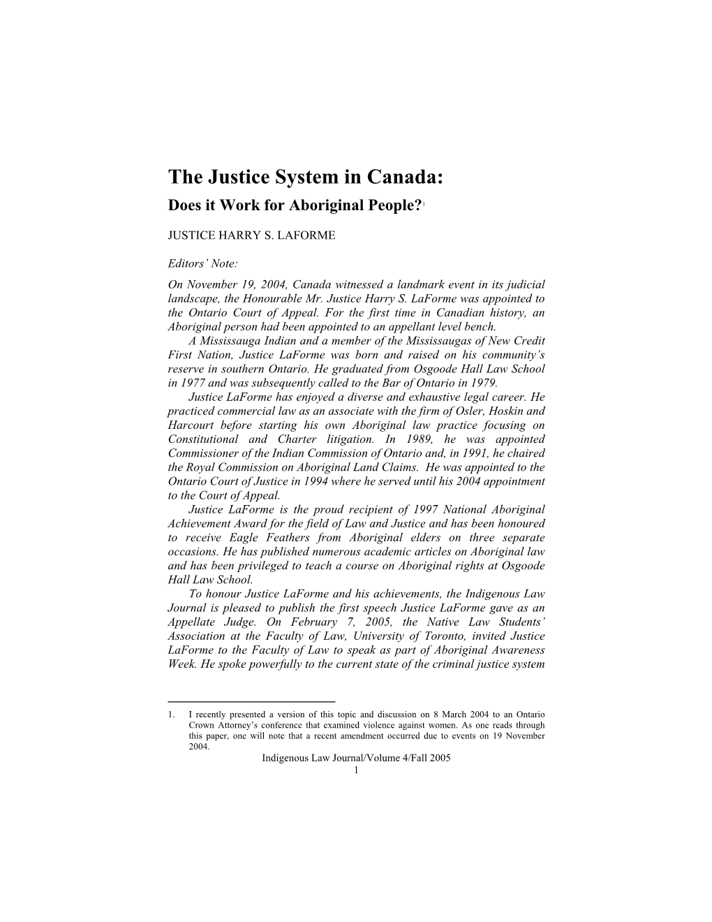 The Justice System in Canada