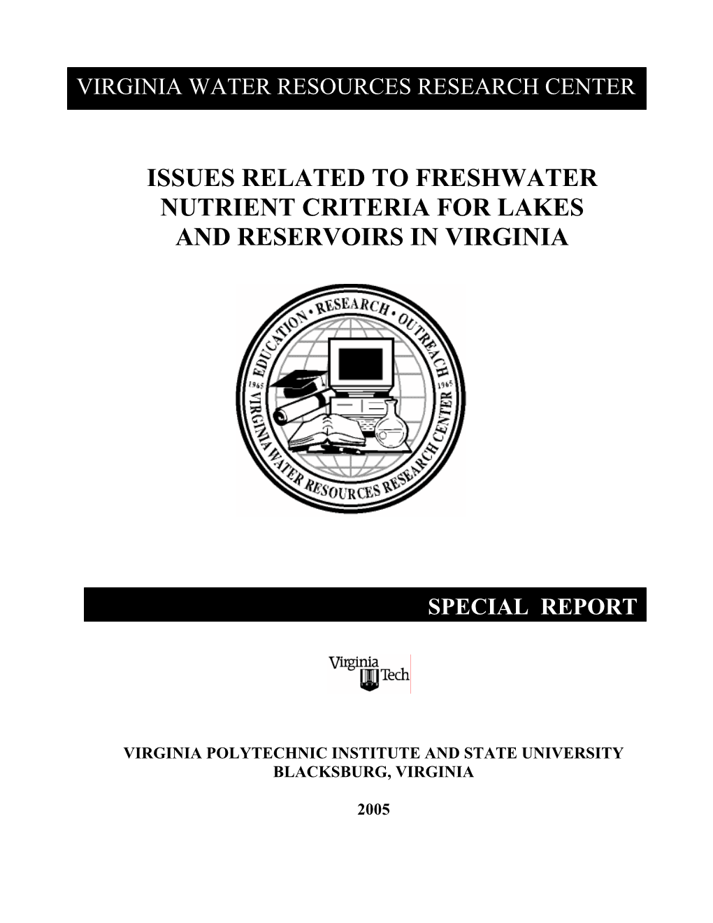 Issues Related to Freshwater Nutrient Criteria for Lakes and Reservoirs in Virginia