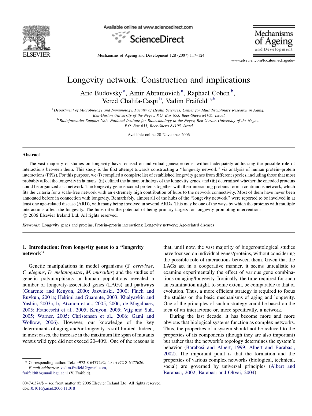 Longevity Network: Construction and Implications