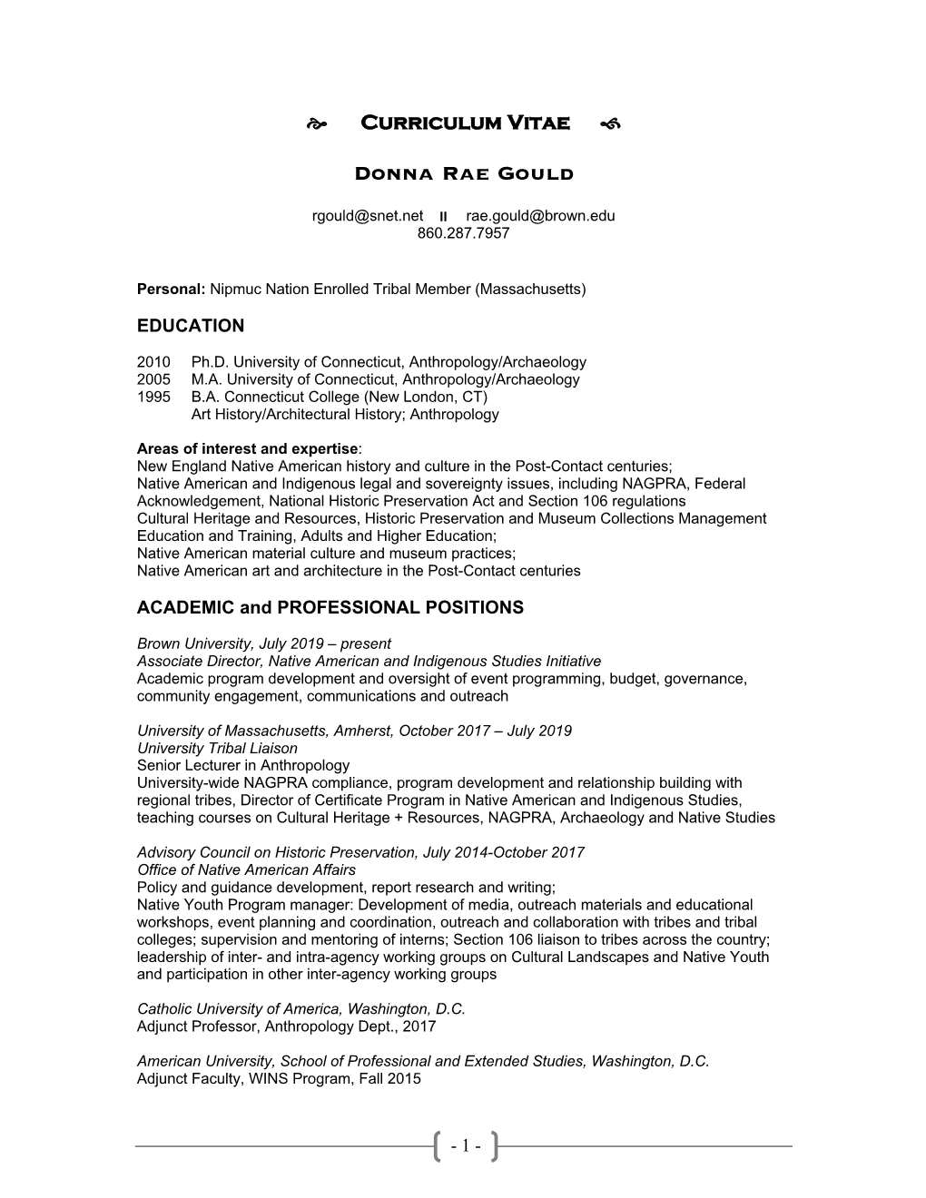 Drgould Curriculum Vitae 2020