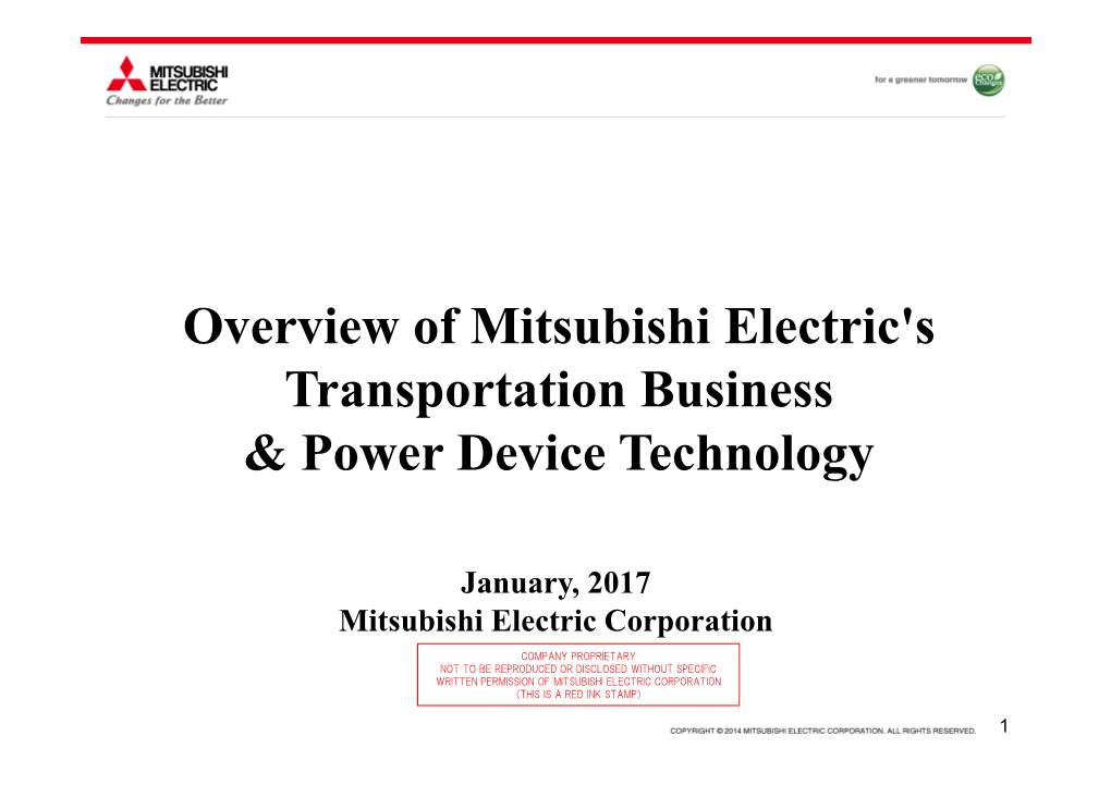 Overview of Mitsubishi Electric's Transportation Business & Power