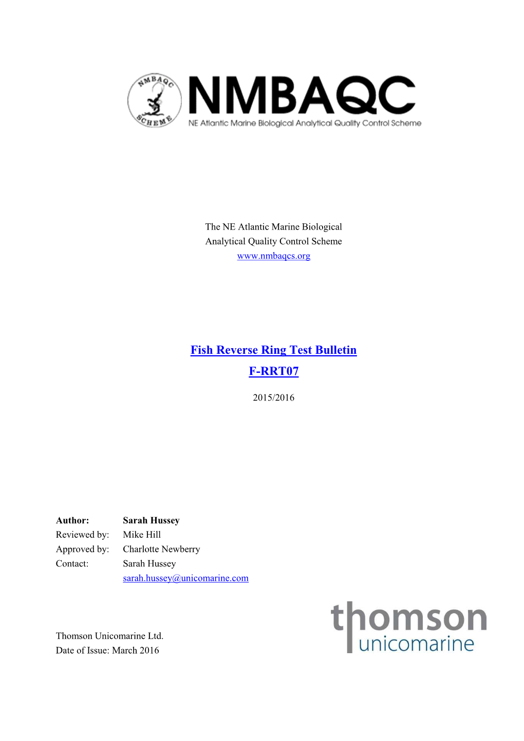 Fish Reverse Ring Test Bulletin F-RRT07