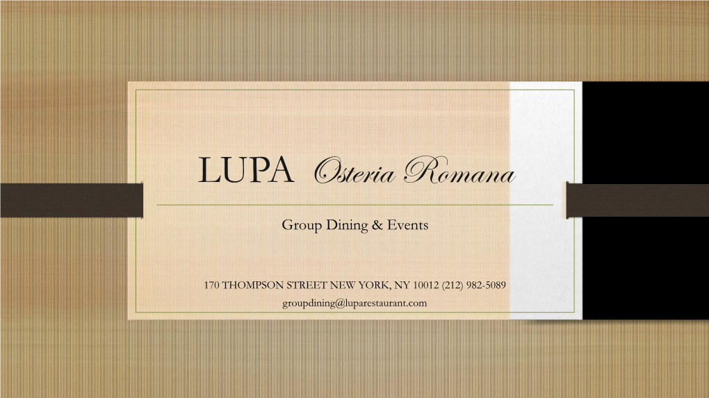 Lupa Group and Events Tasting Menu