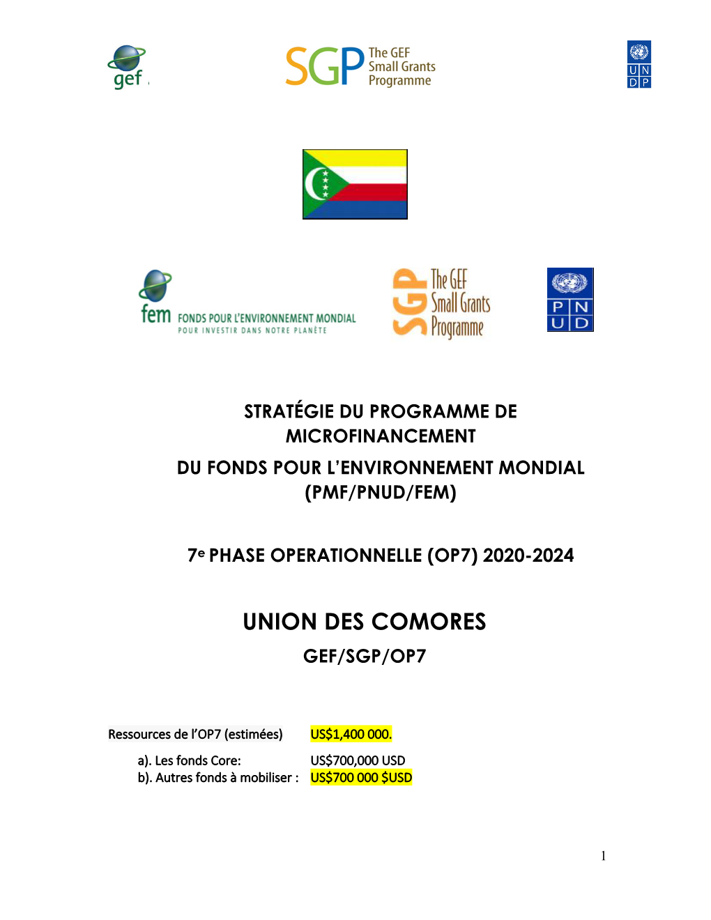Union Des Comores Gef/Sgp/Op7