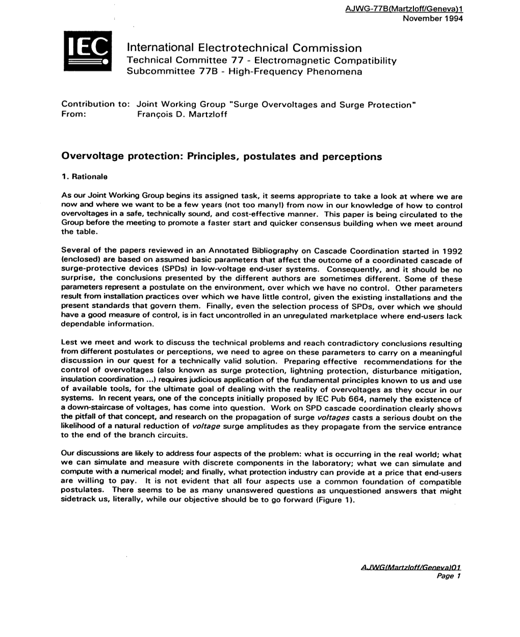 Overvoltage Protection: Principles, Postulates and Perceptions