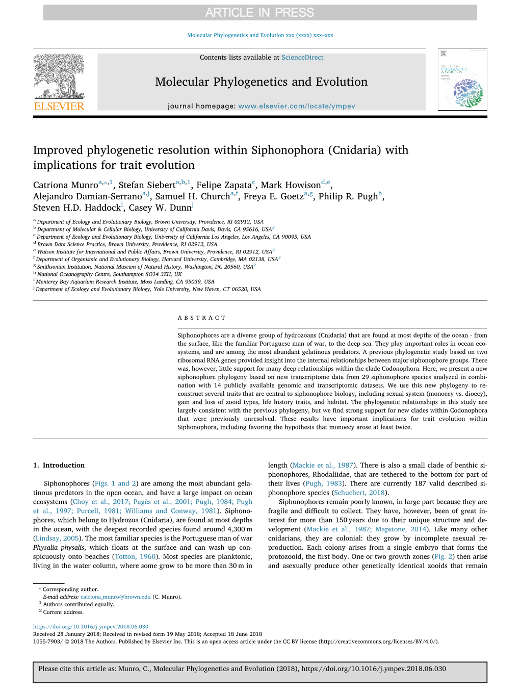 Improved Phylogenetic Resolution Within Siphonophora