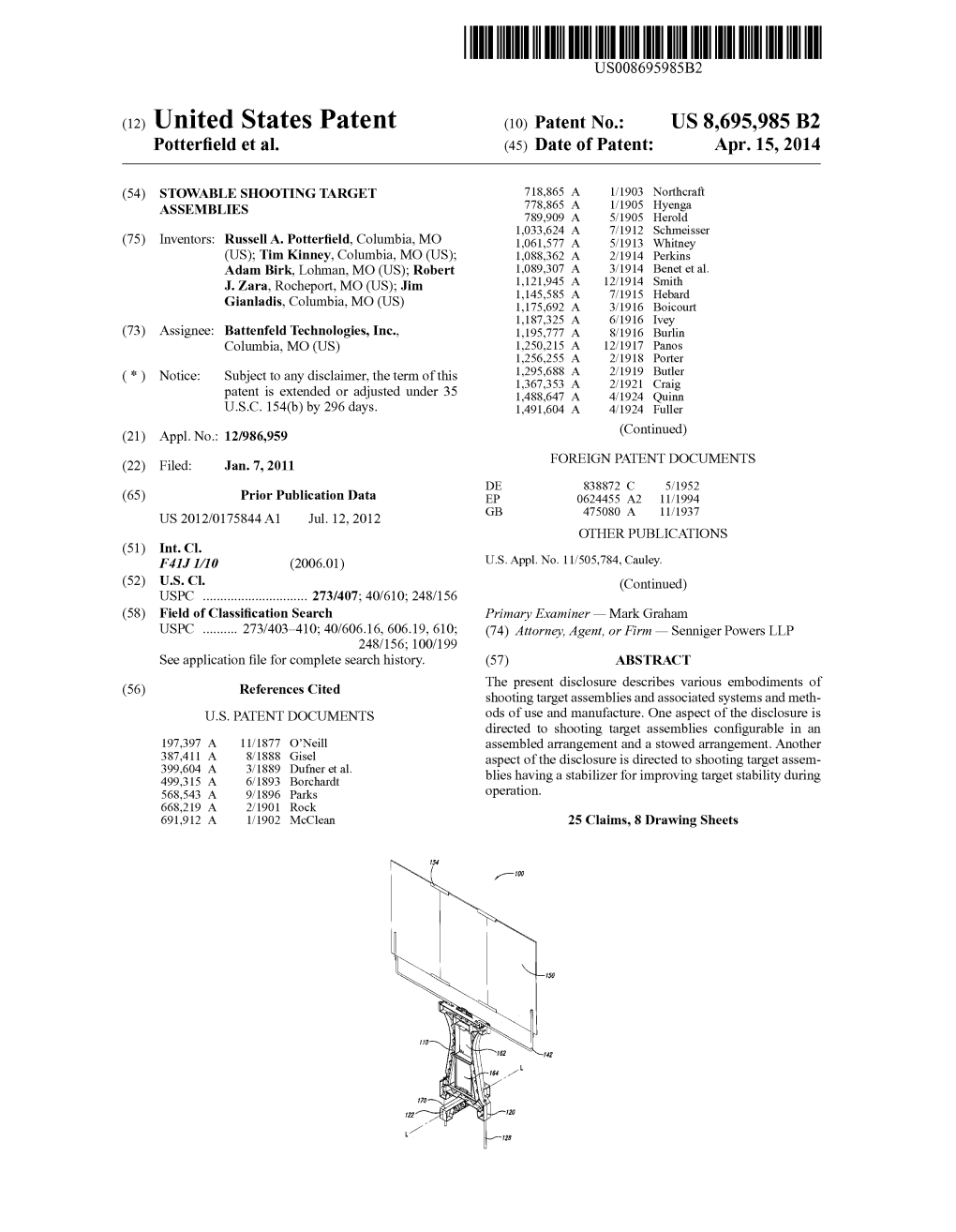 (12) United States Patent (10) Patent No.: US 8,695,985 B2 Potterfield Et Al