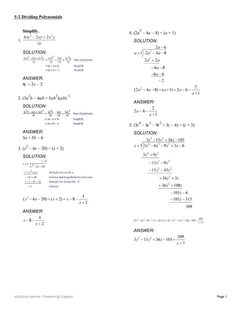 ANSWER: 4Y + 2X – 2