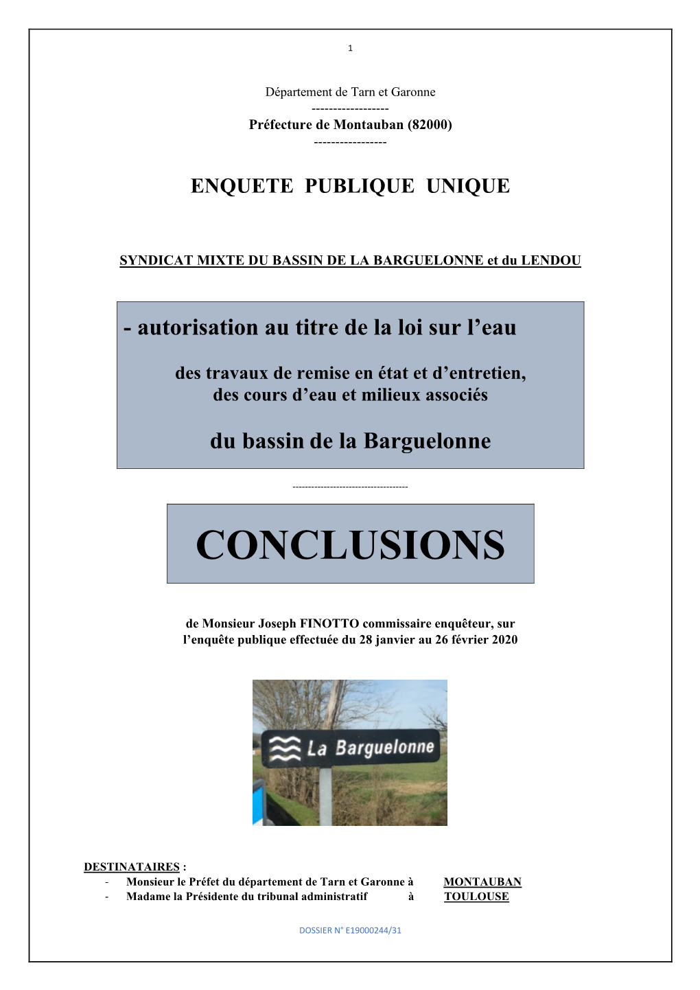 Conclusions Autorisation Loi Sur L