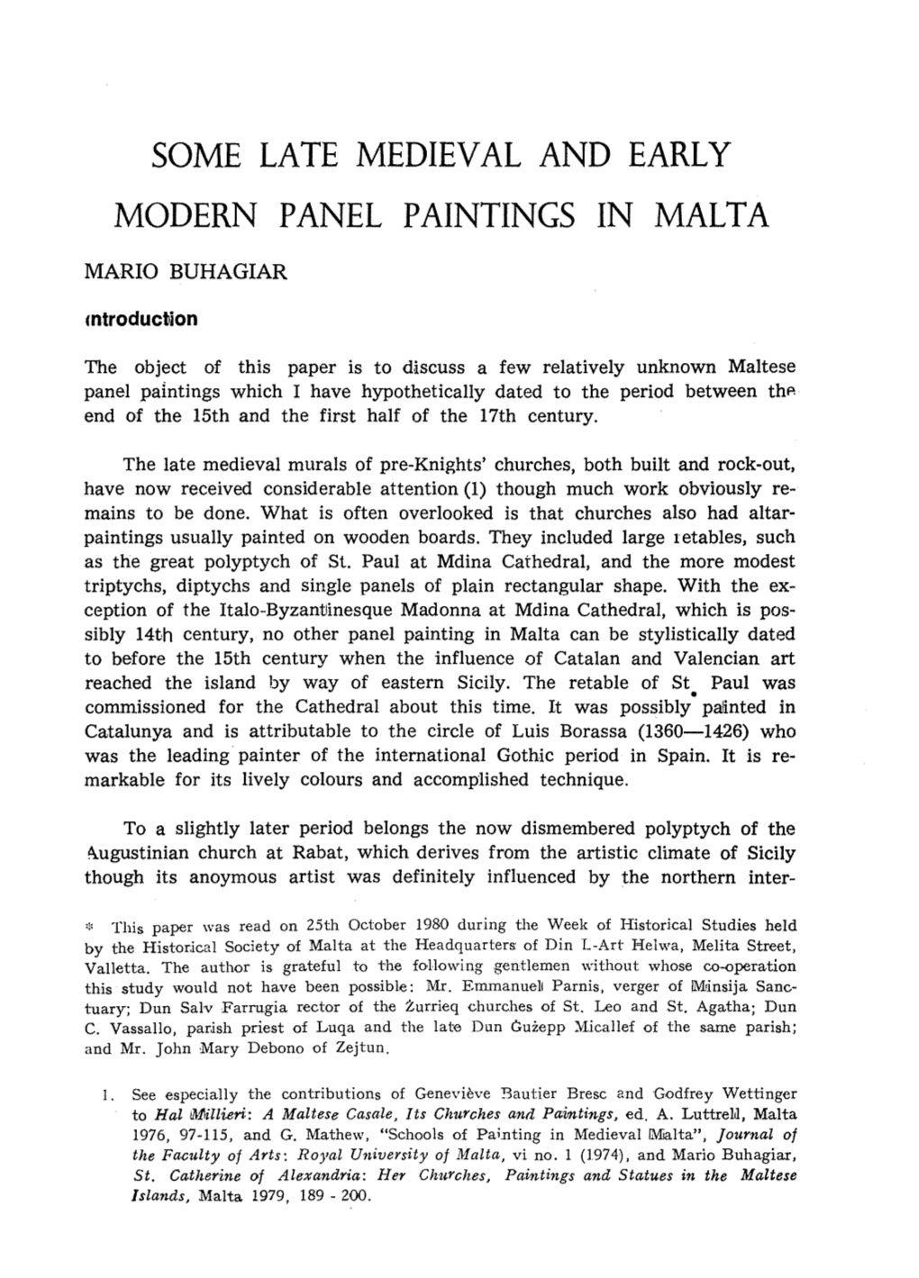 Some Late Medieval and Early Modern Panel Paintings in Malta