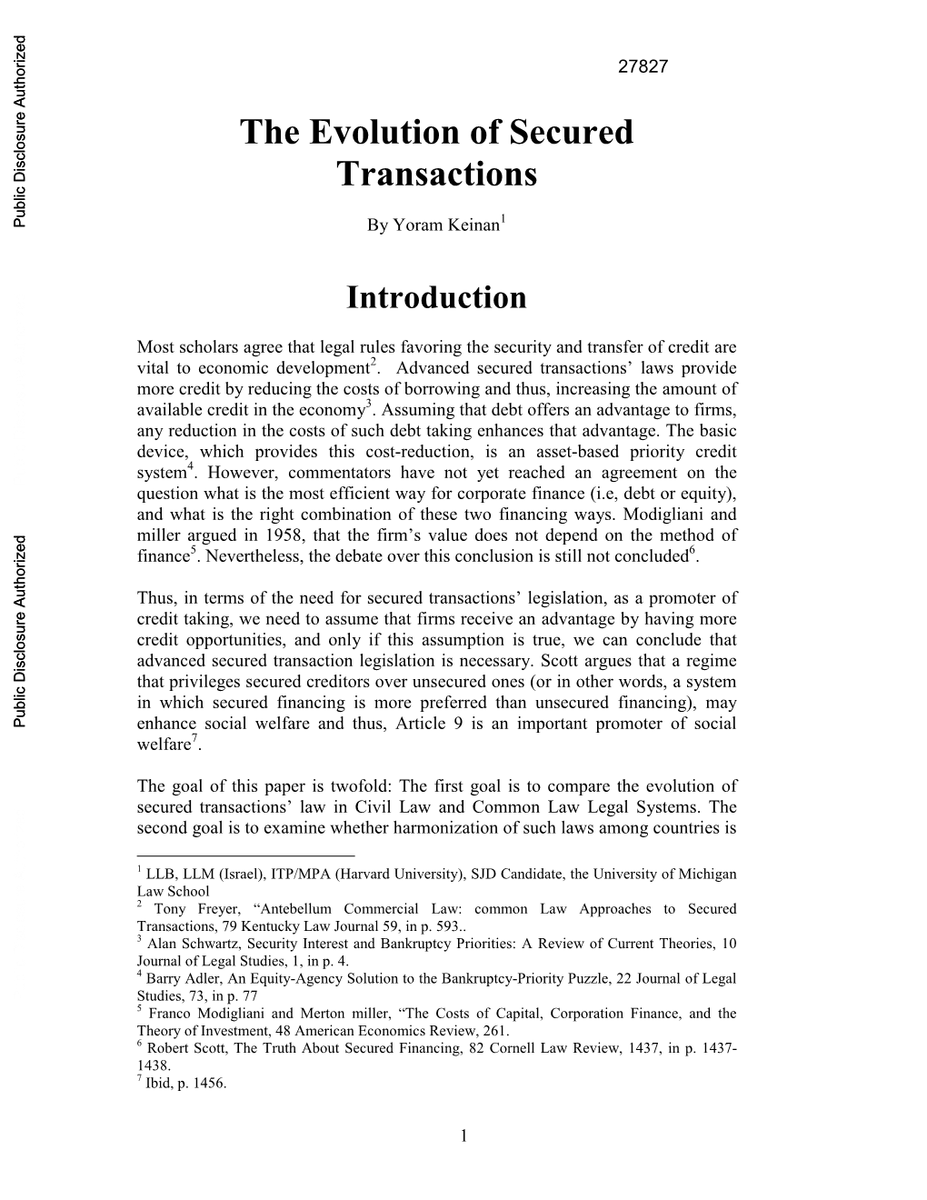 The Evolution of Secured Transactions