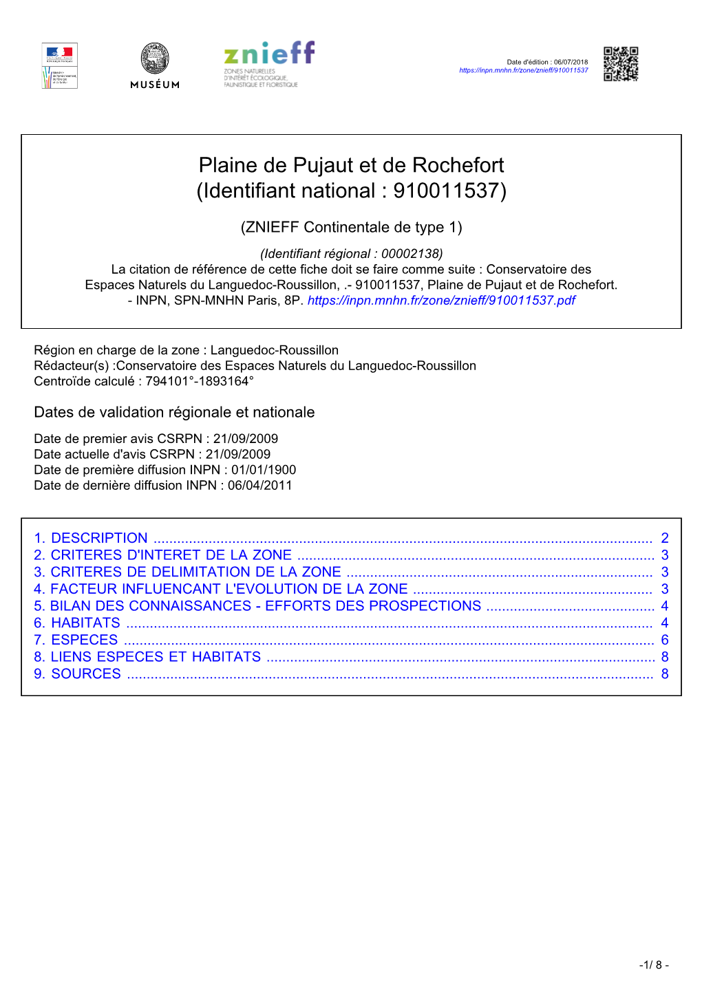 Plaine De Pujaut Et De Rochefort (Identifiant National : 910011537)