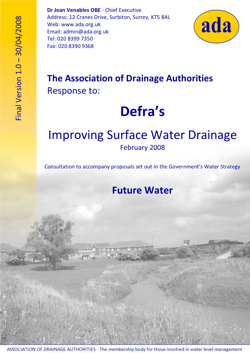 ADA Response to Defra's Improving Surface Water Drainage Consultation