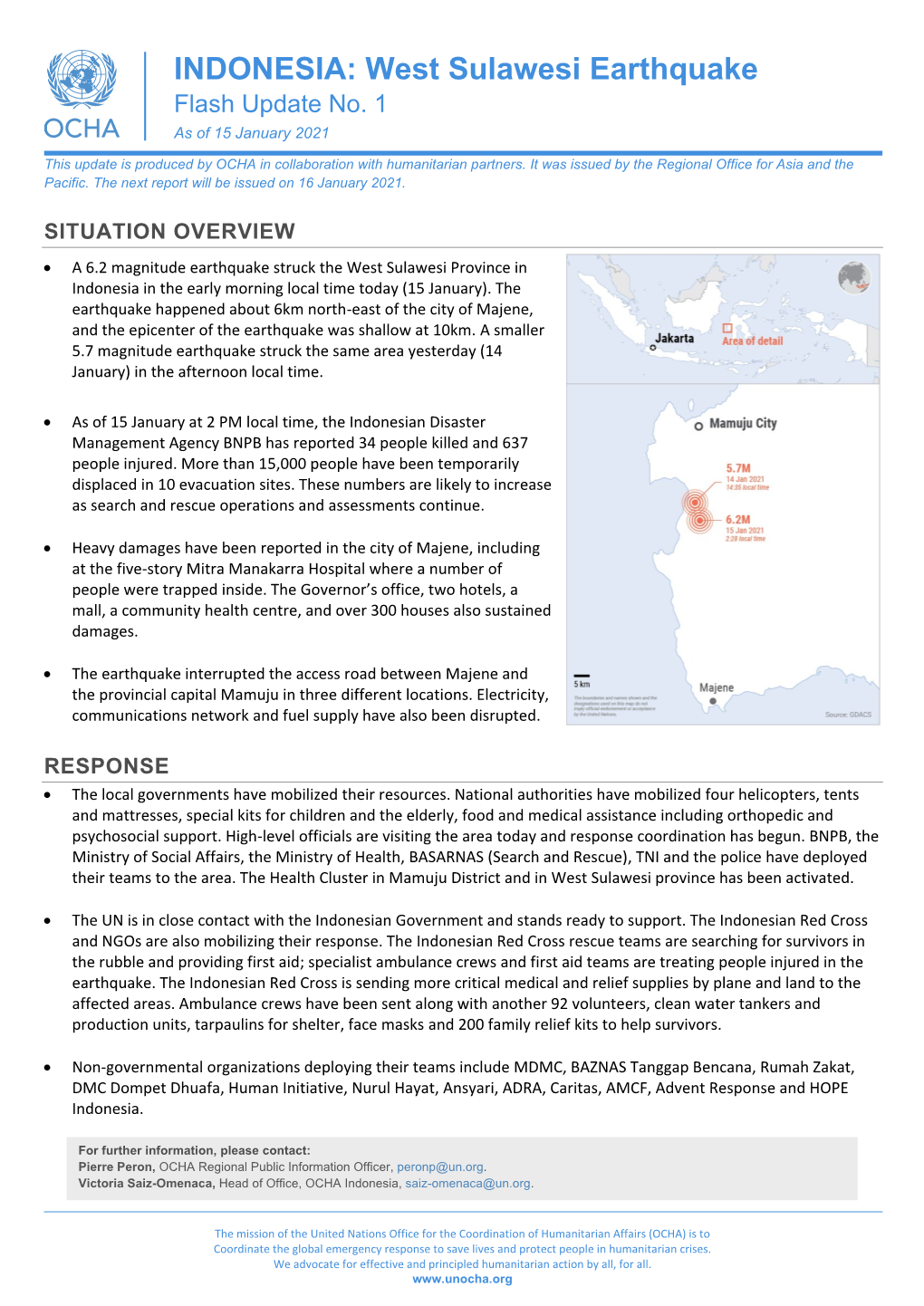 INDONESIA: West Sulawesi Earthquake Flash Update No